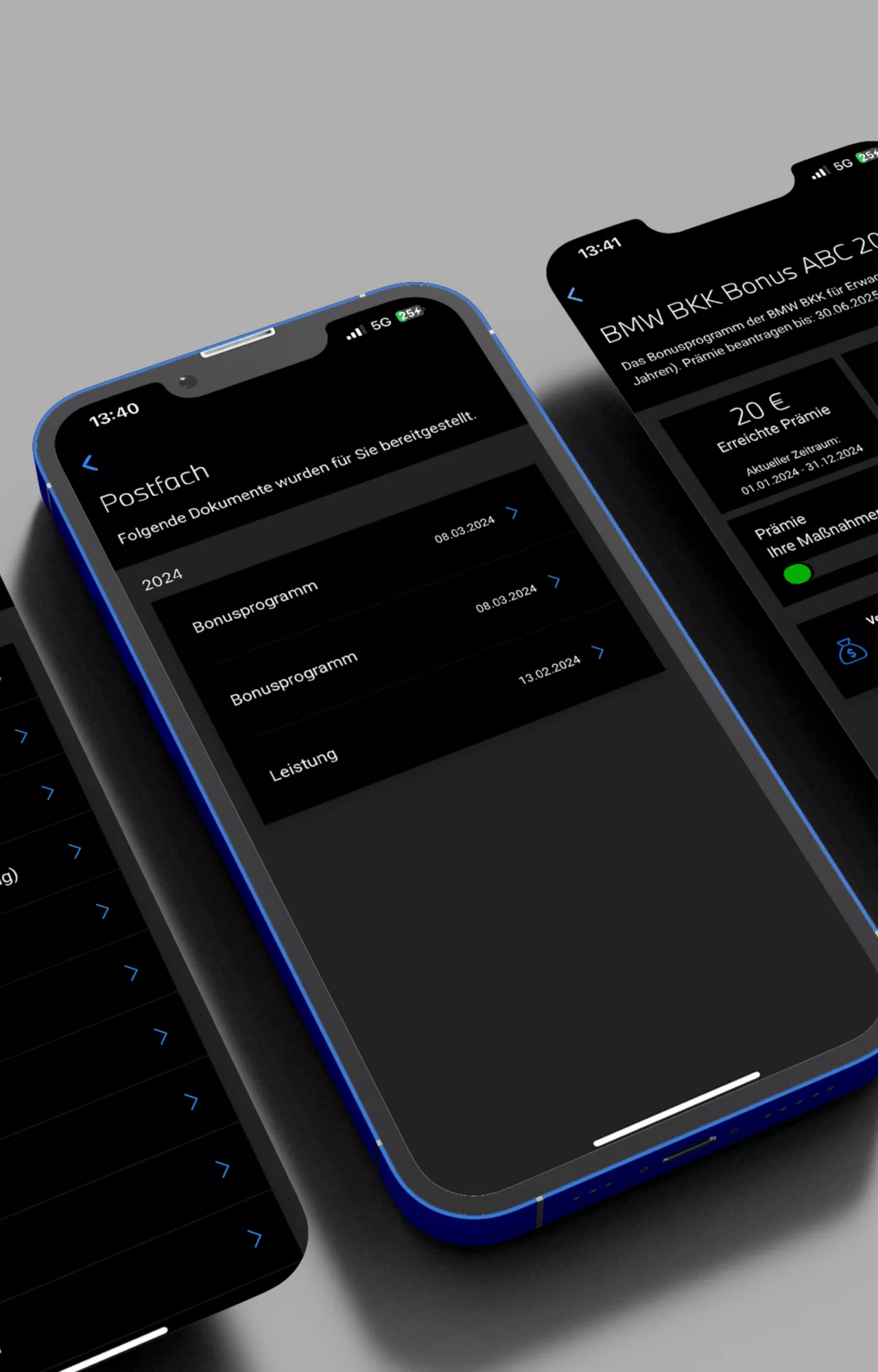 Screenshots der BMW BKK App