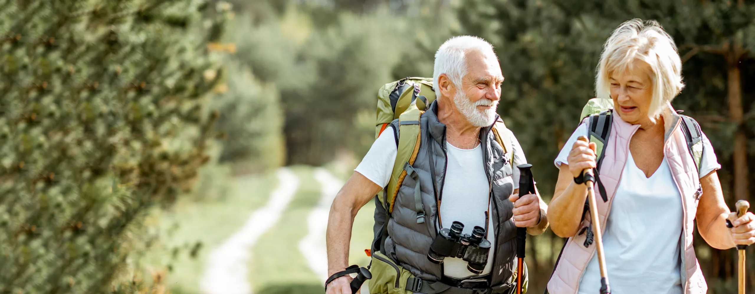 Älteres Paar beim wandern