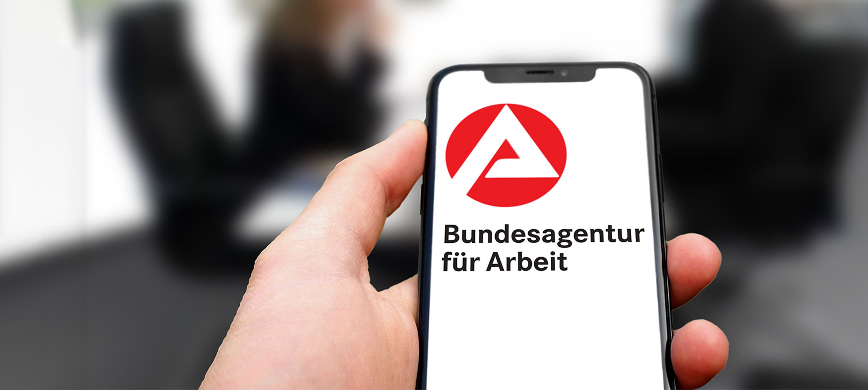 Handy mit Bundesagentur für Arbeit-Bildschirm 