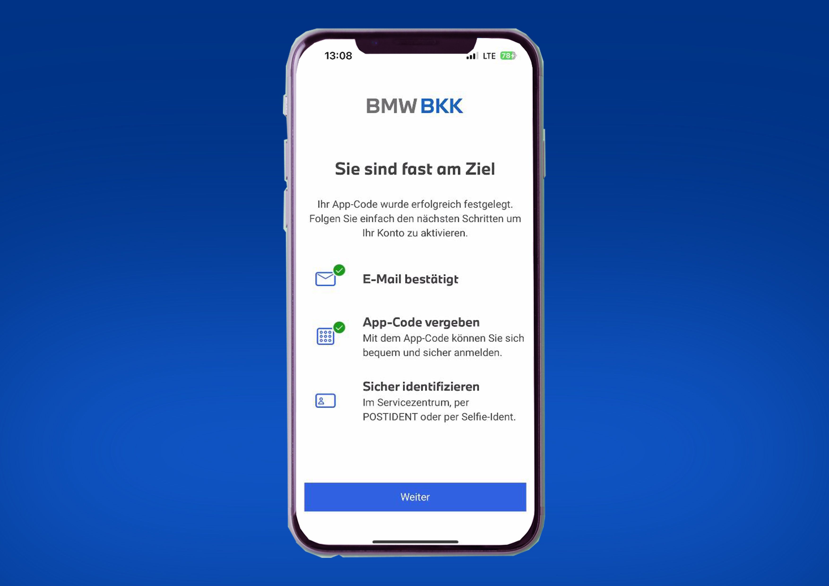 "Weiter", sich zu identifizieren