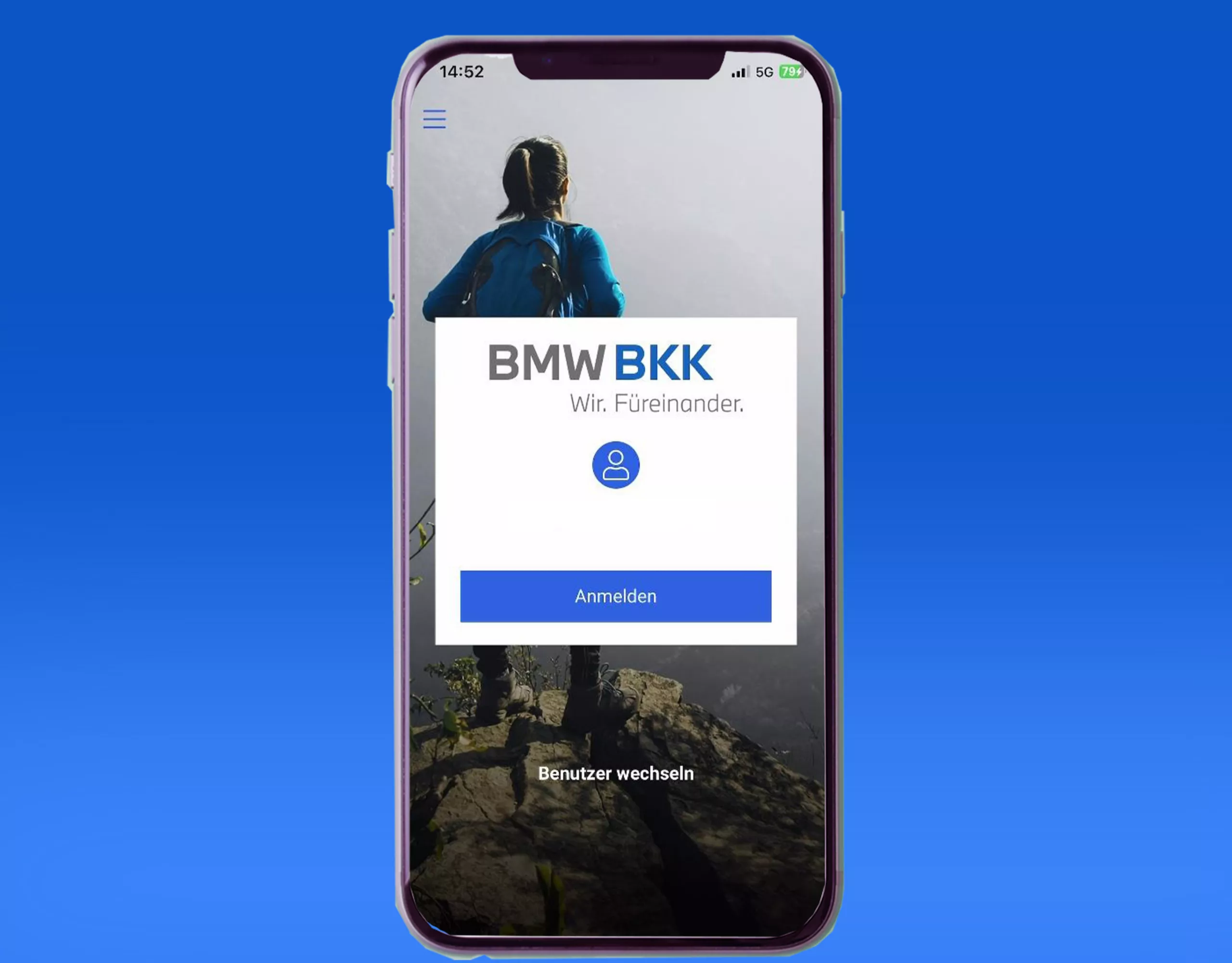 Auf "Anmelden" klicken und BMW BKK App wieder nutzen
