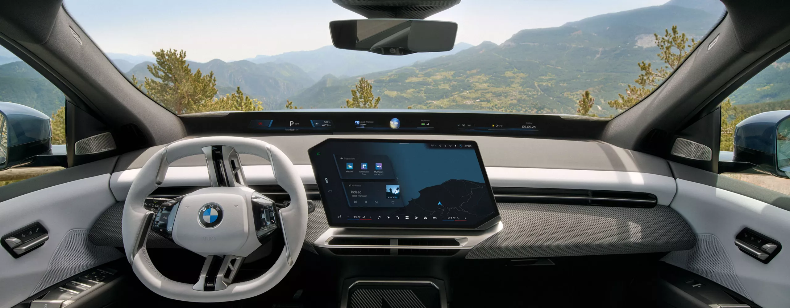 Vit Instrumentpanel i en BMW iX3 cockpit