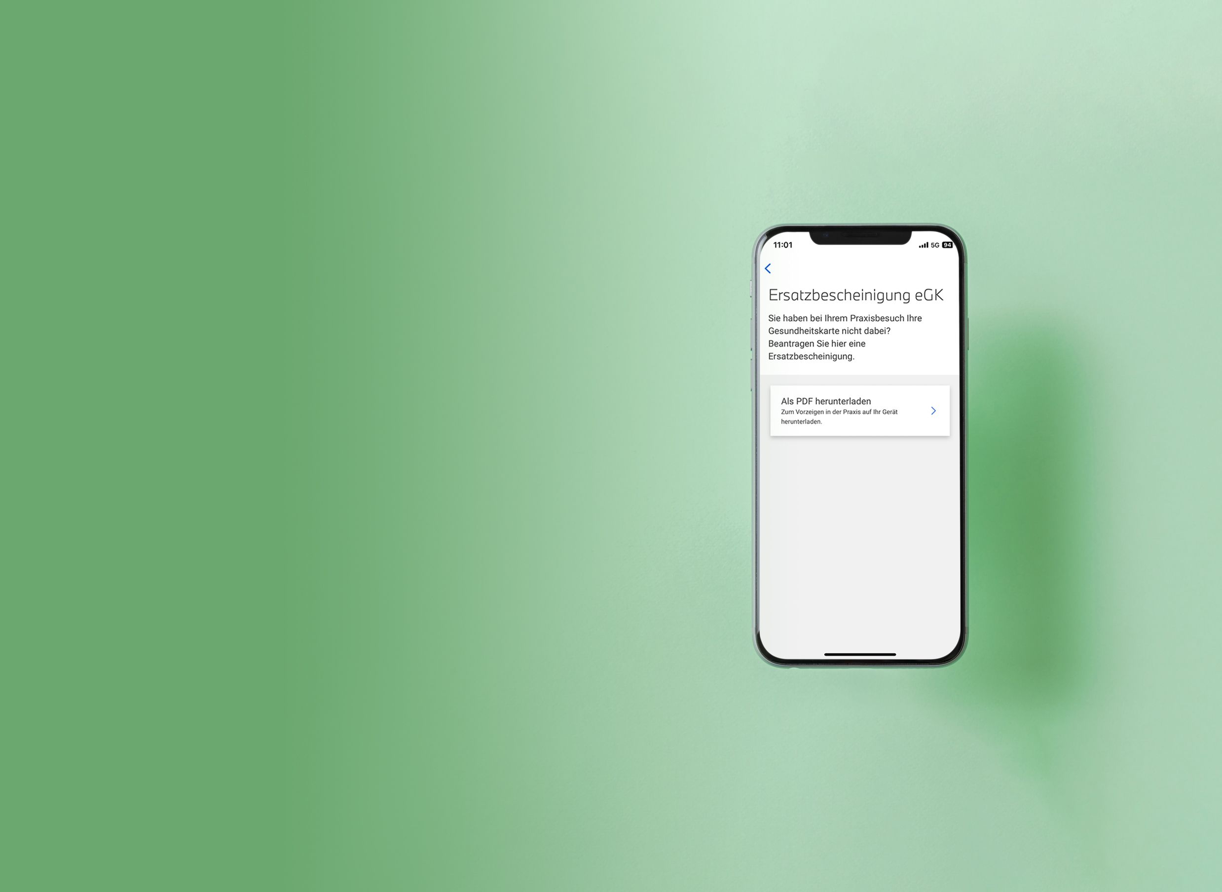 Elektronische Ersatzbescheinigung auf dem Smartphone