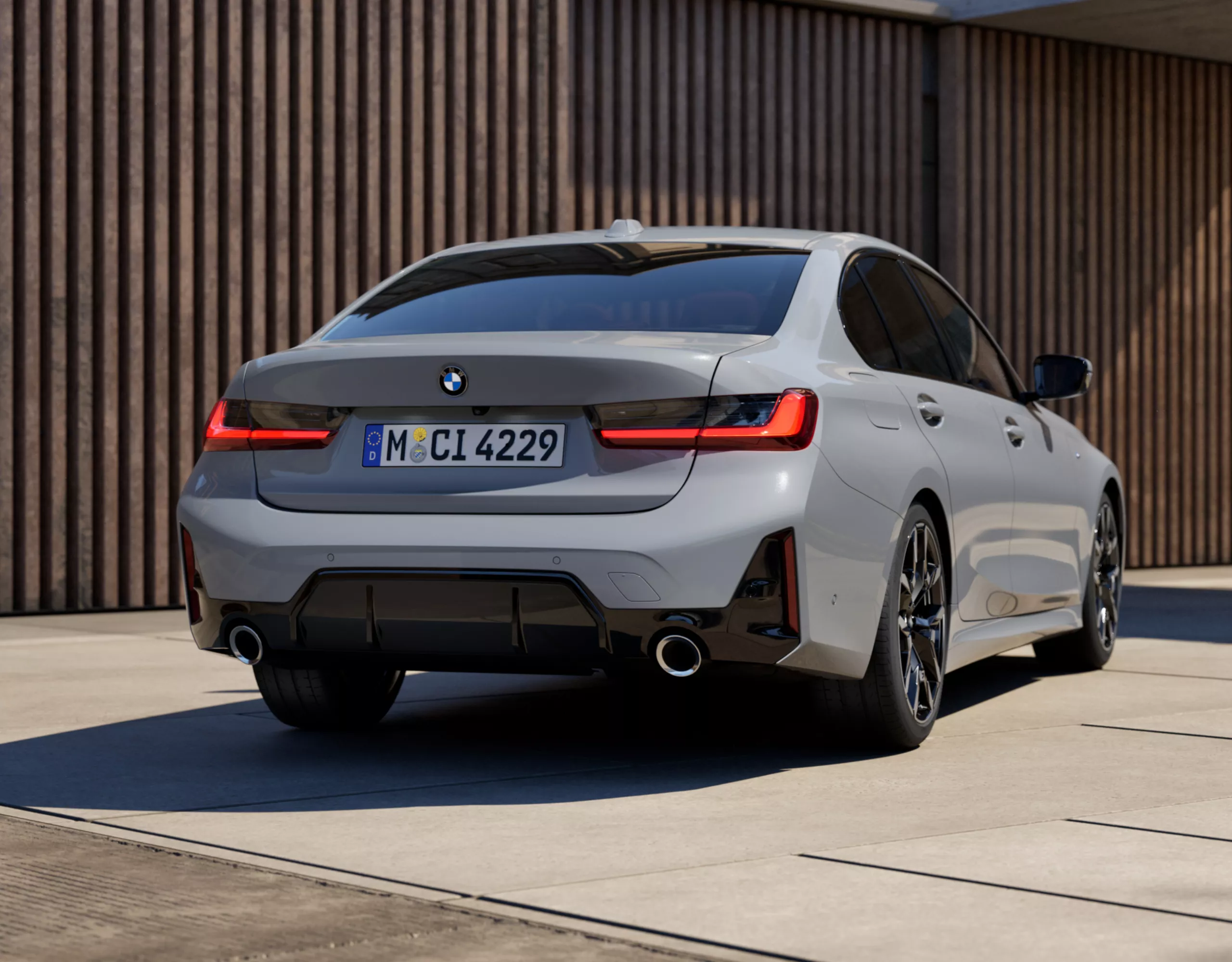 BMW 3 Series Sedan grey rear view
