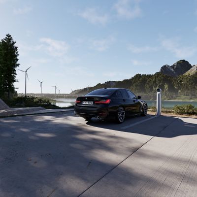BMW 3 Series Sedan Plug-in Hybrid black rear view 