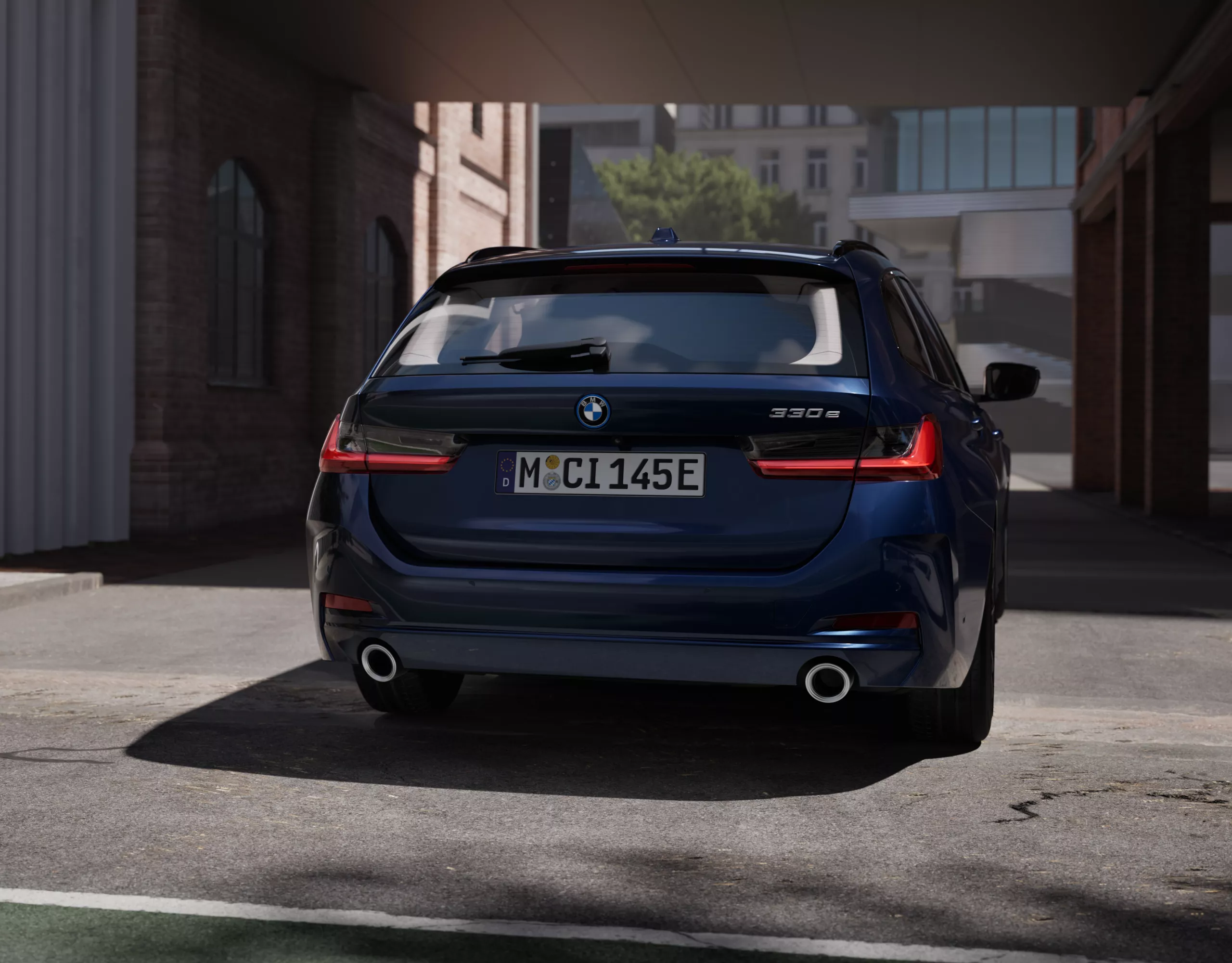 BMW 3 Series Touring black rear view