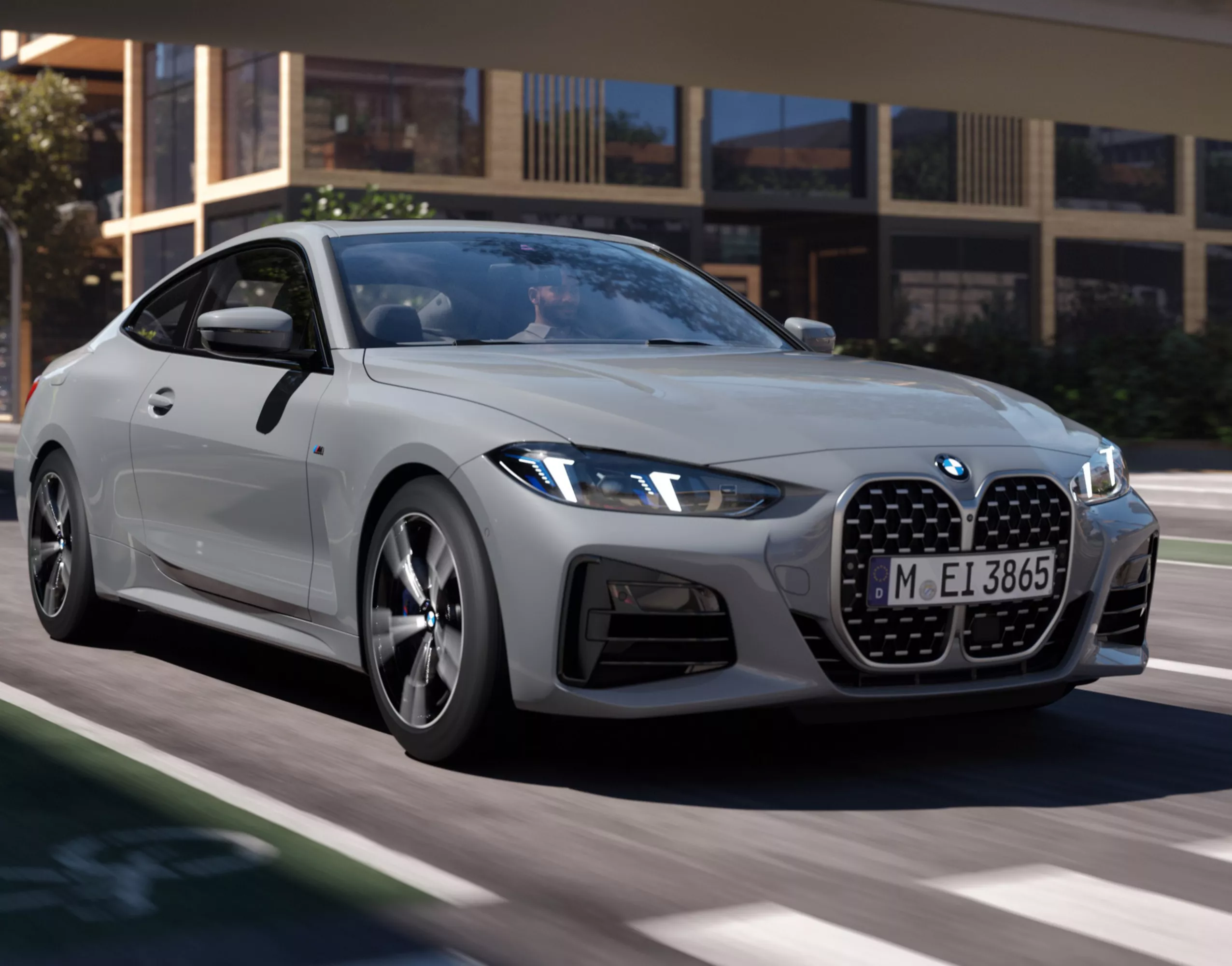 BMW 4 Series Coupé grey front view 