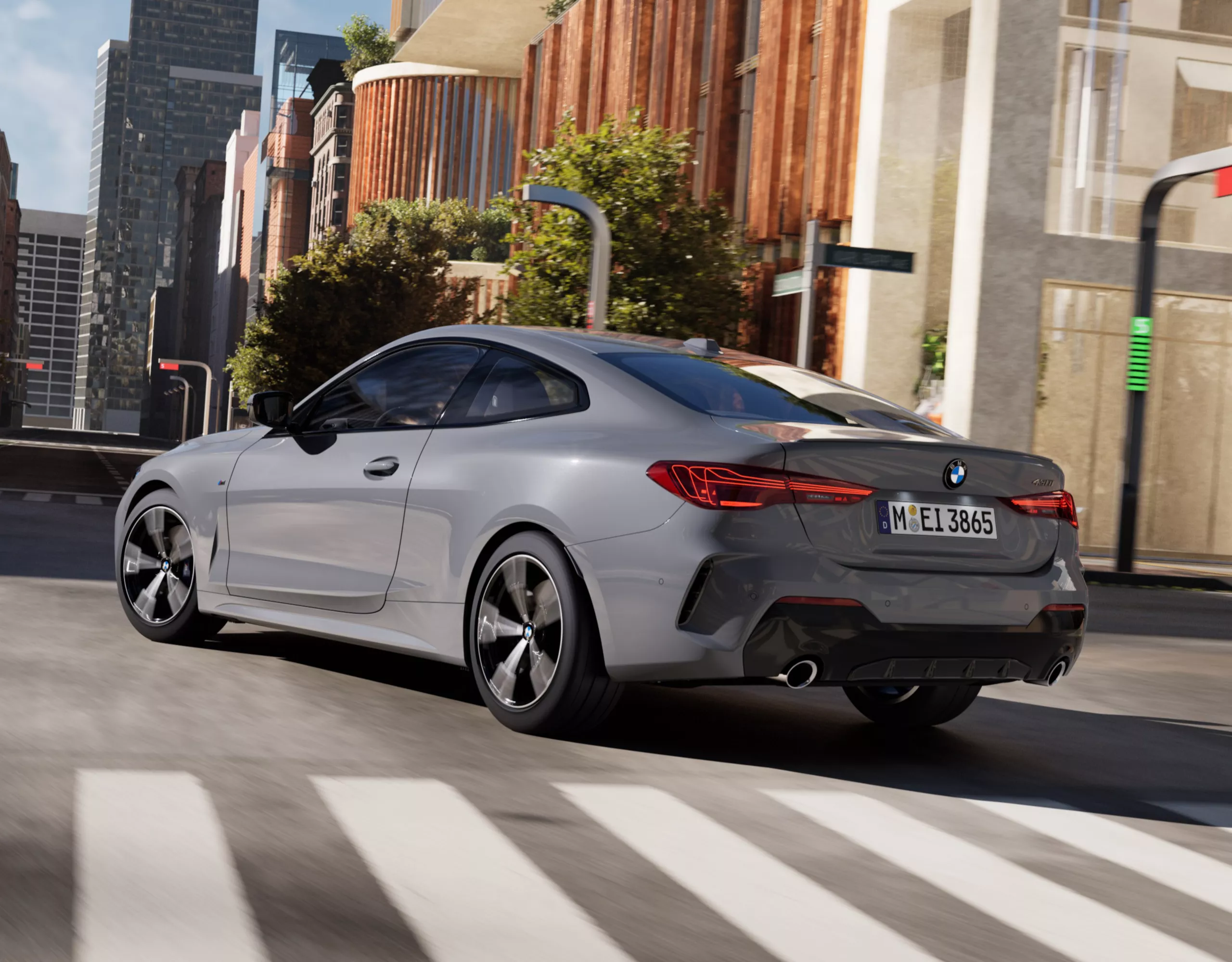 BMW 4 Series Coupé grey rear view