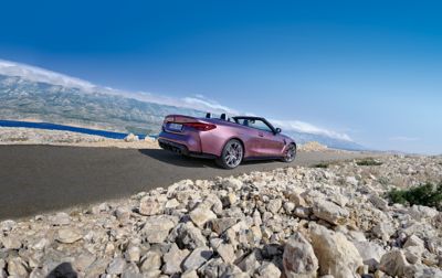 BMW M4 Competition Convertible pink rear view