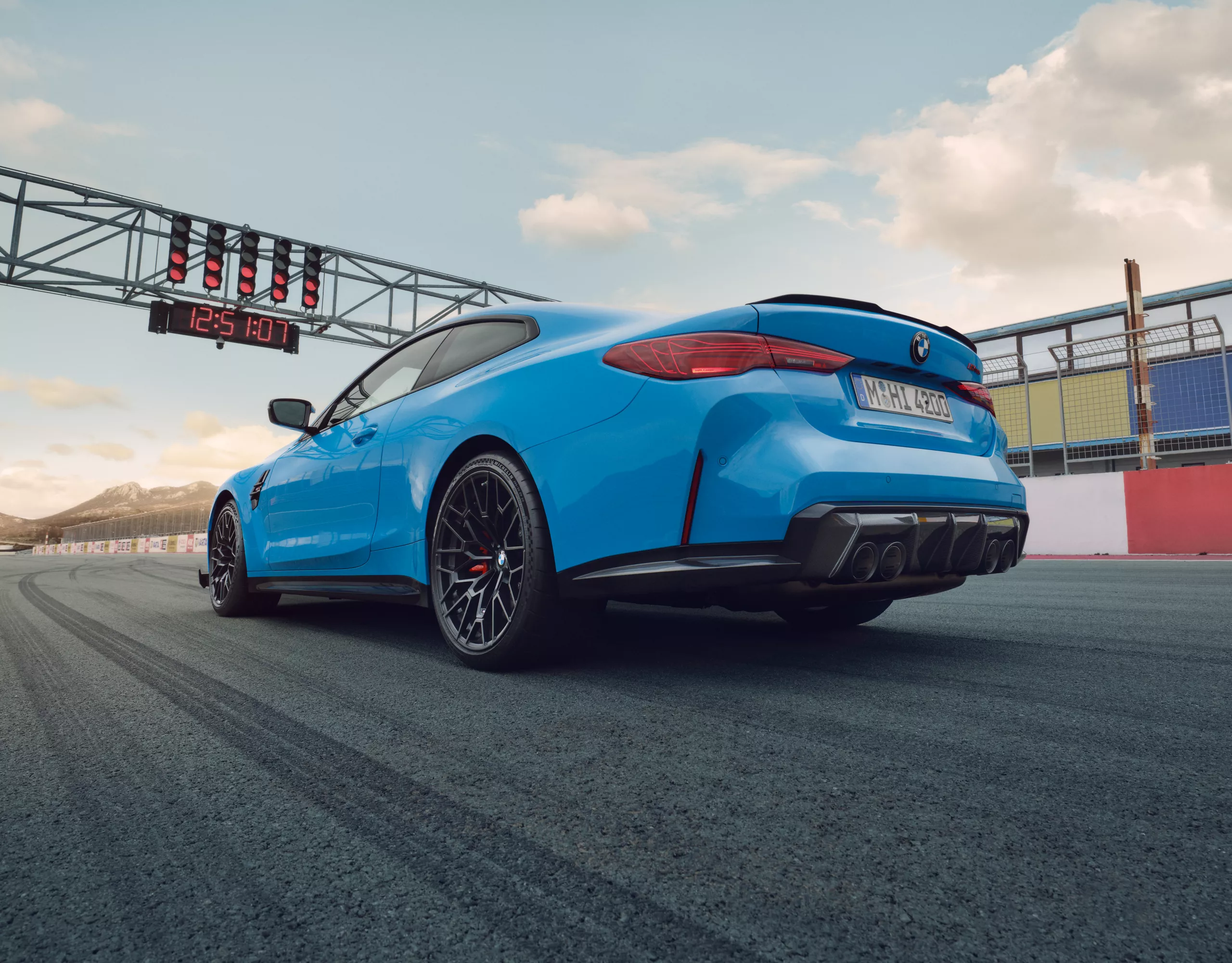 BMW M4 CS blue rear view 
