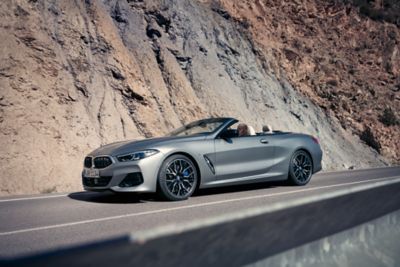 BMW 8 Series Convertible M models grey front view 