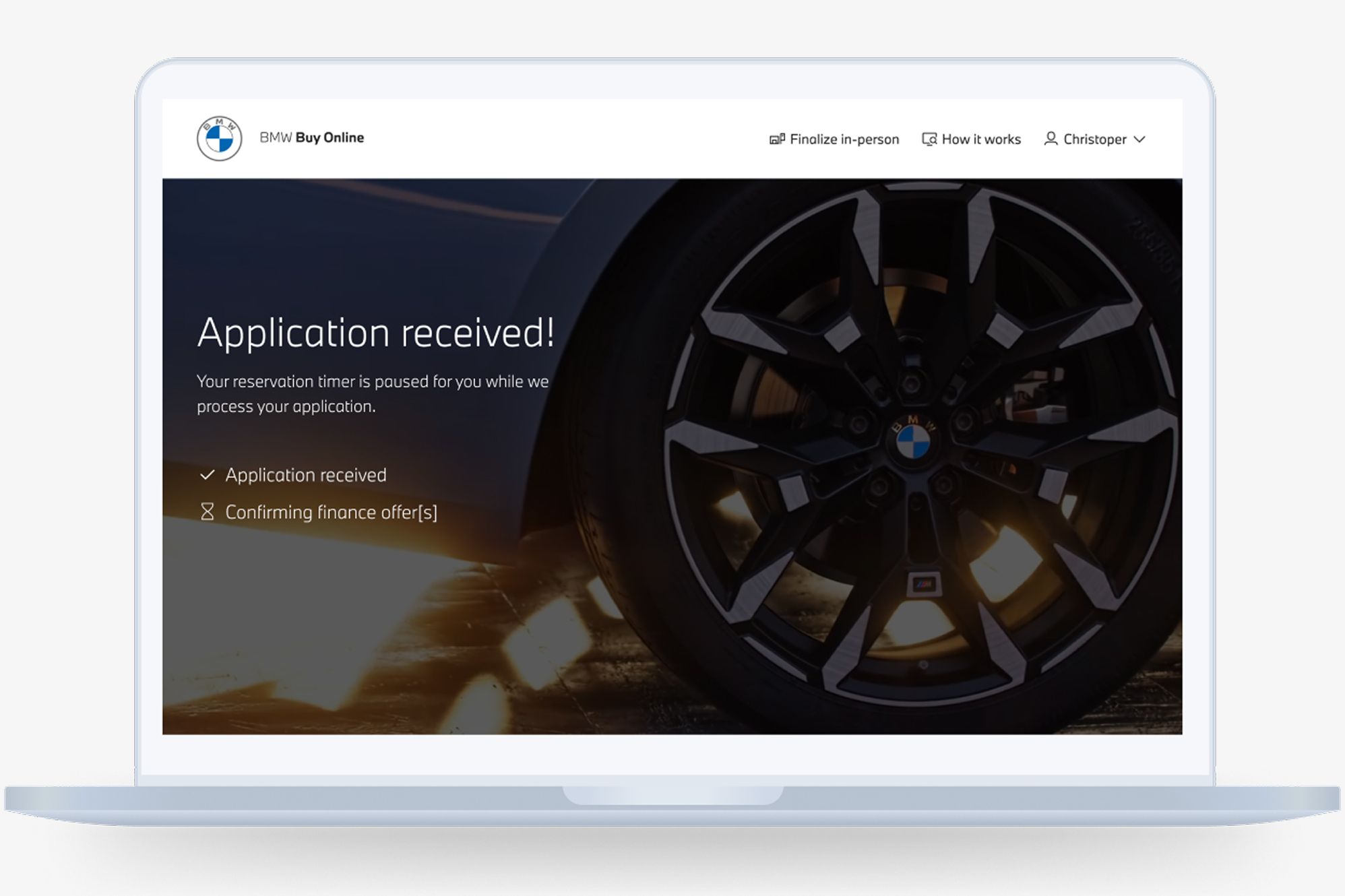A laptop displaying an application confirmation message on its screen