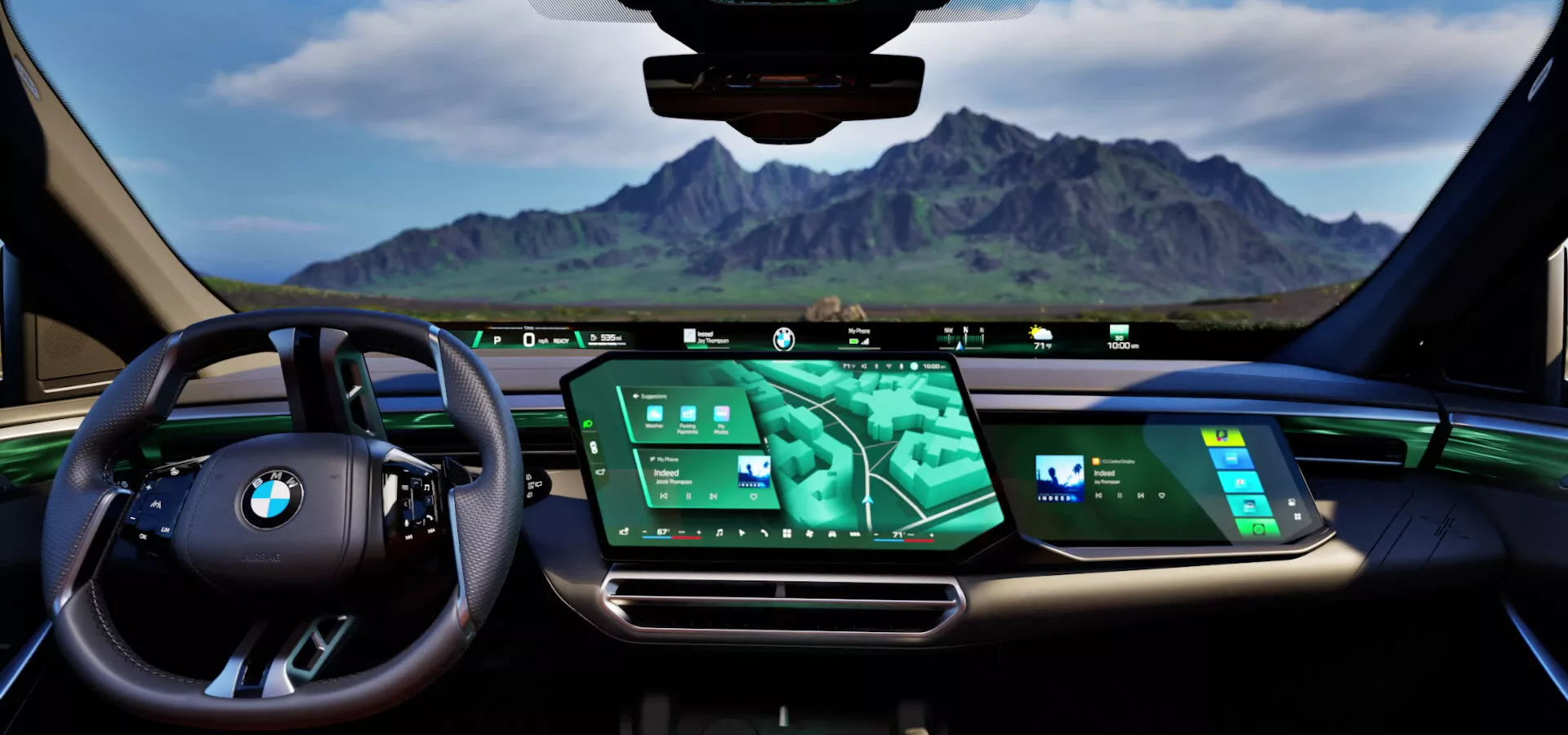 The cockpit and dashboard of the BMW X5, featuring 5 clickable hotspots