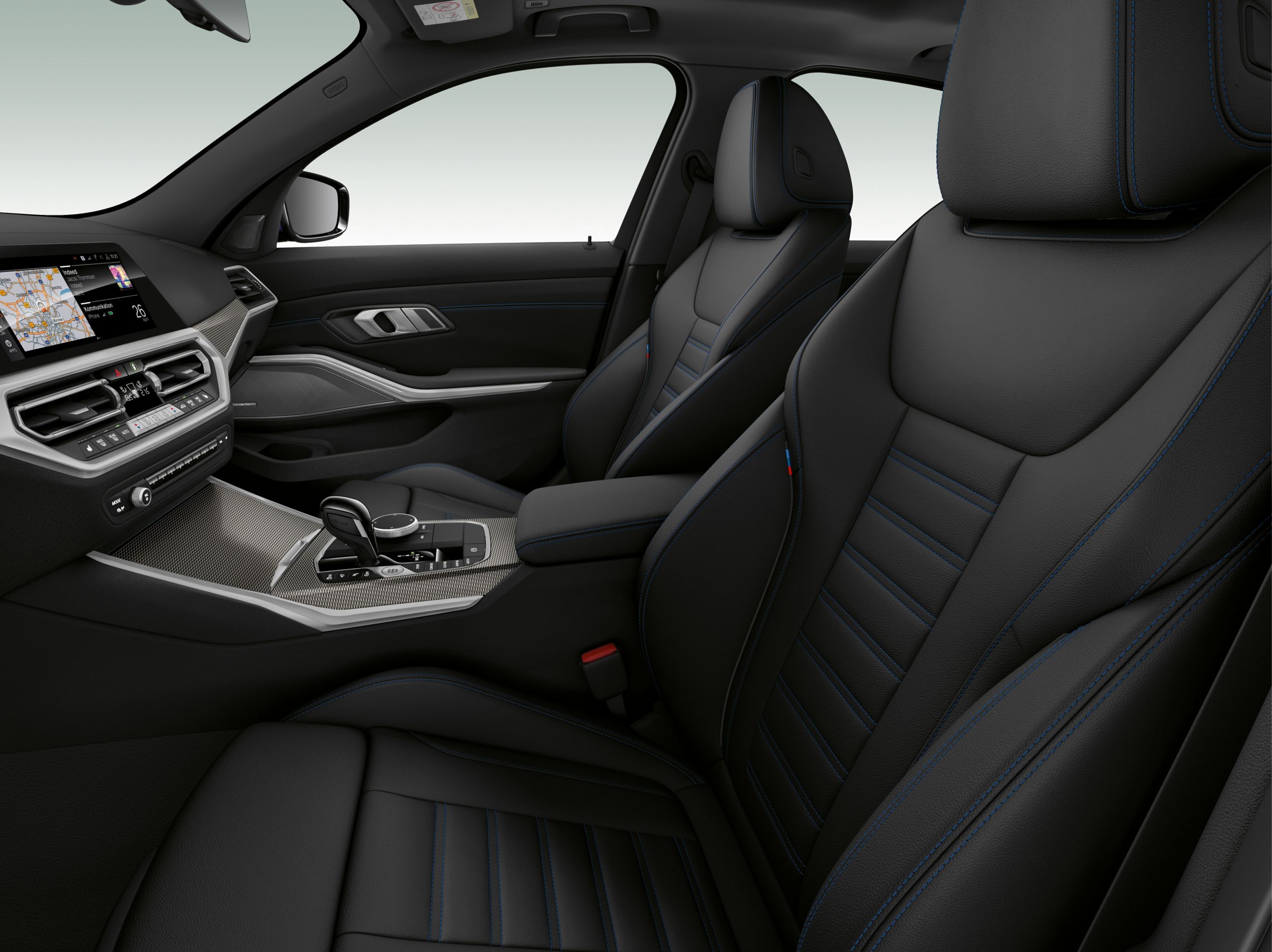 The seats of the BMW M340i Sedan in black Vernasca Leather upholstery