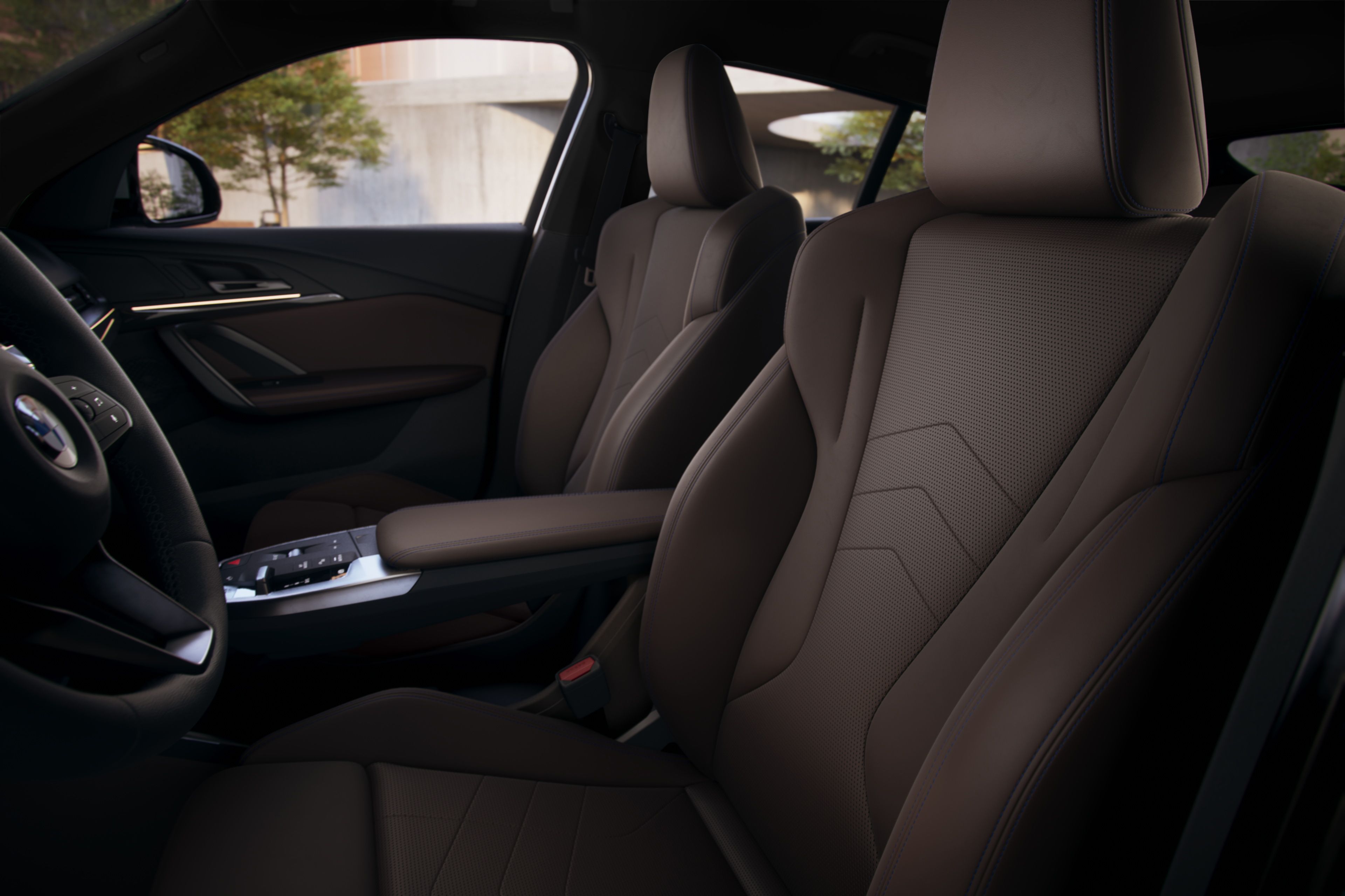 Detail shot of the Perforated Veganza upholstery inside the X2