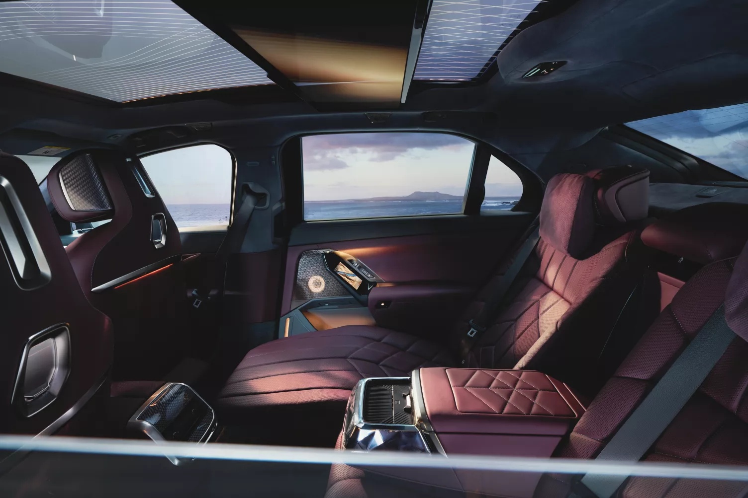 BMW Executive Lounge rear seating with reclining seat and footrest