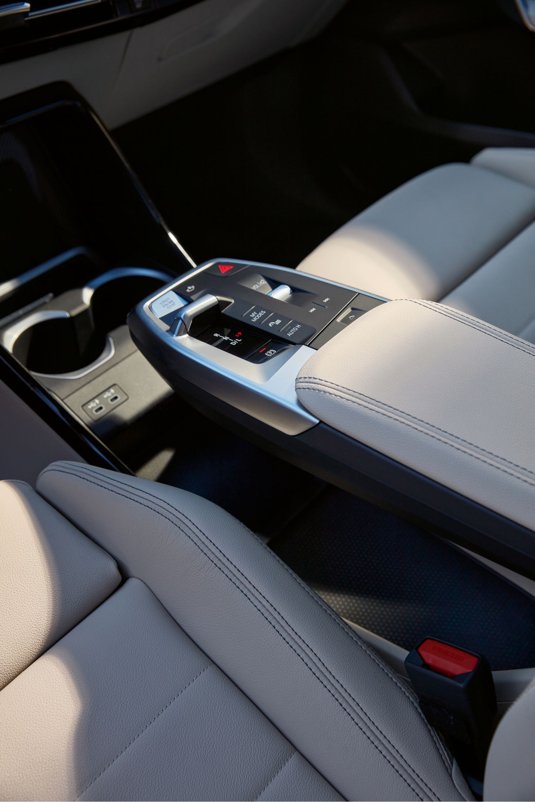 Interior shot of the 2026 BMW X1's center console and Wireless Charging tray.