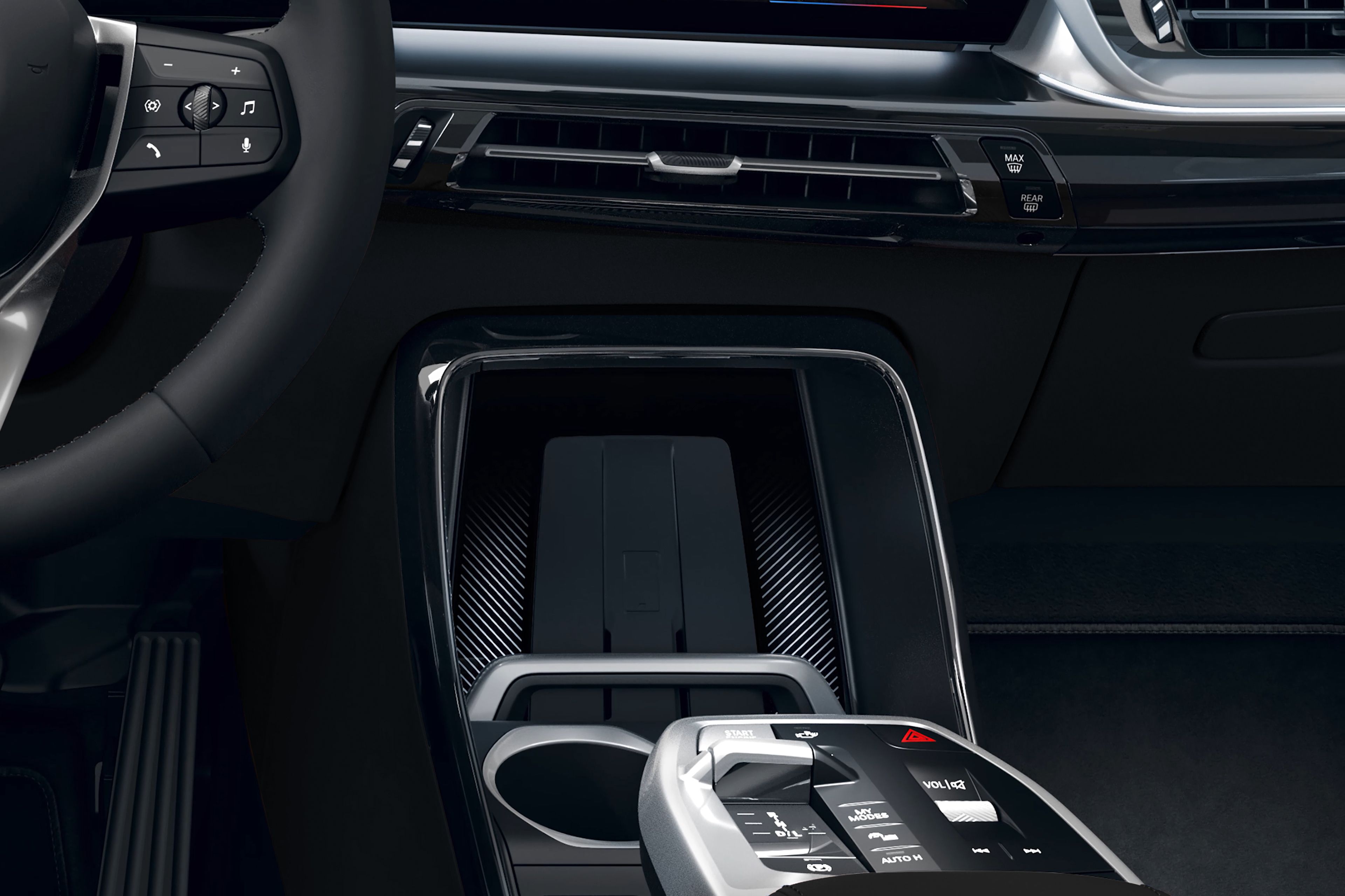 Detail shot of the X2’s wireless charging tray