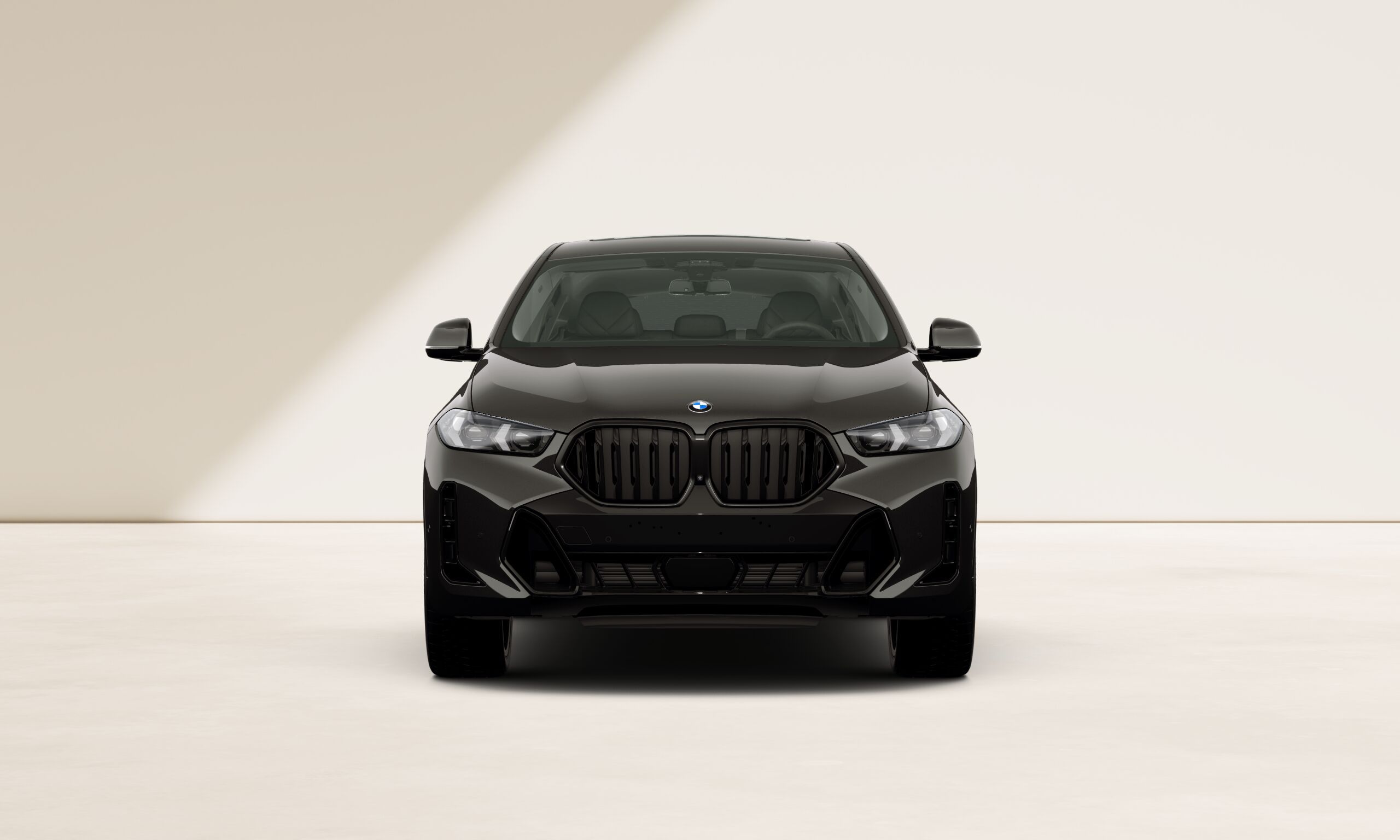 3D rendering of the adaptive LED headlights with the M Lights Shadowline design on a BMW X6