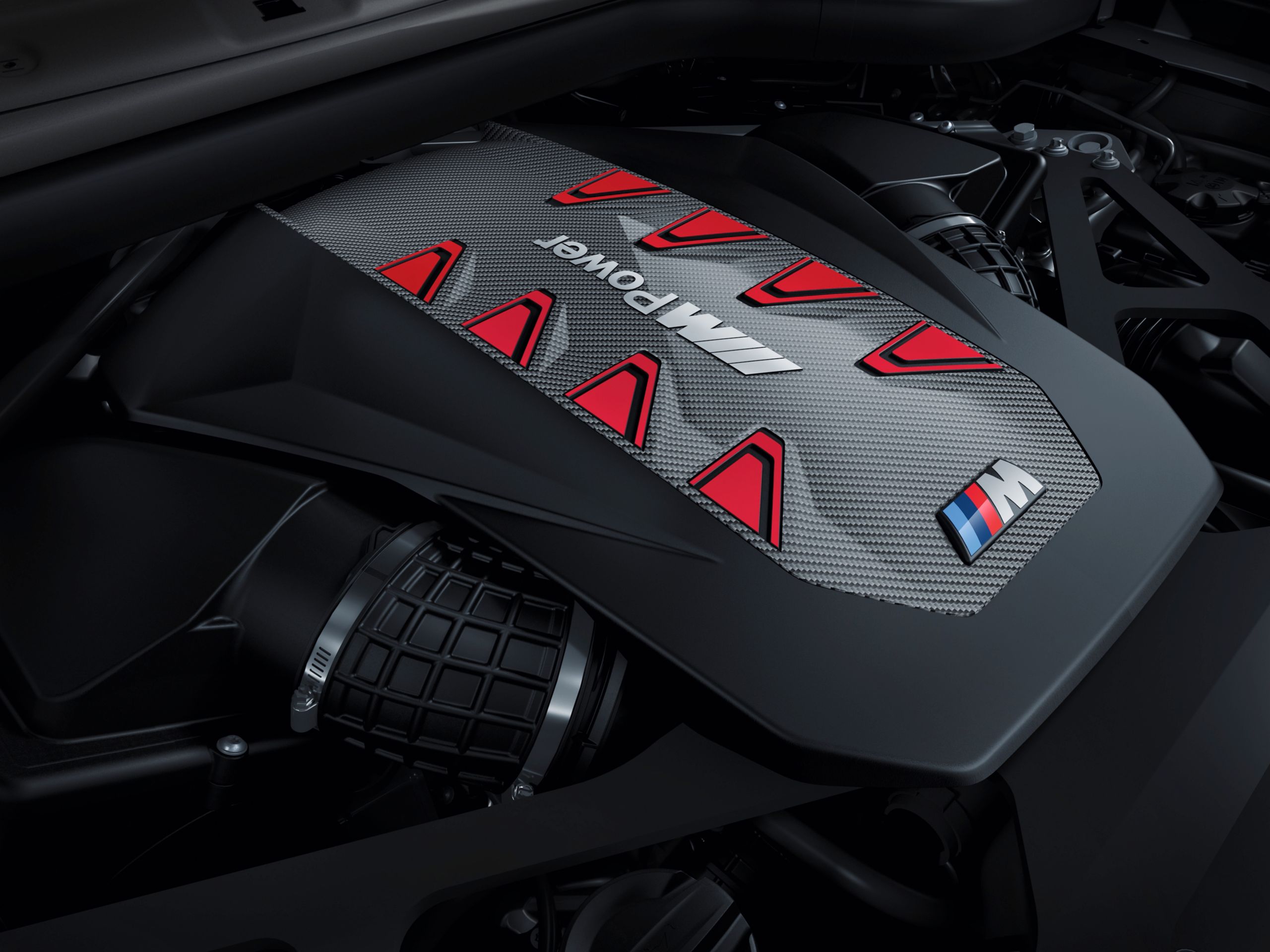 BMW M TwinPower Turbo V8-cylinder petrol engine engine cover in detail