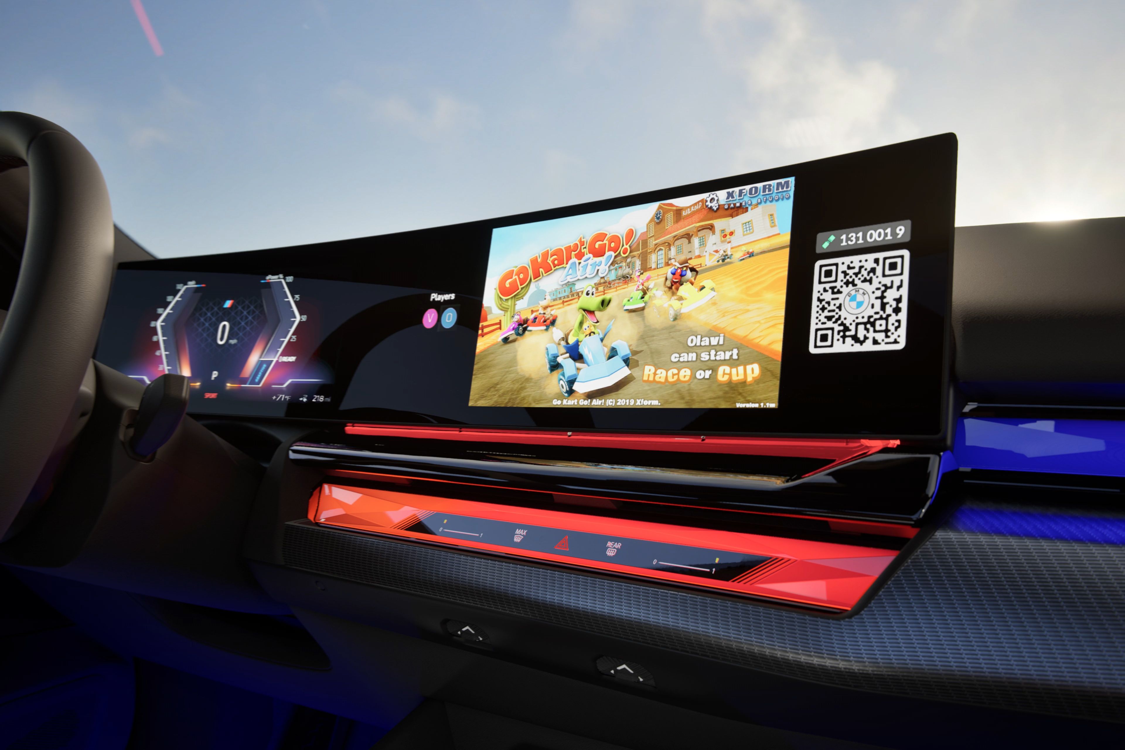 Video games being streamed and played on the Curved Display inside the BMW i5 Sedan