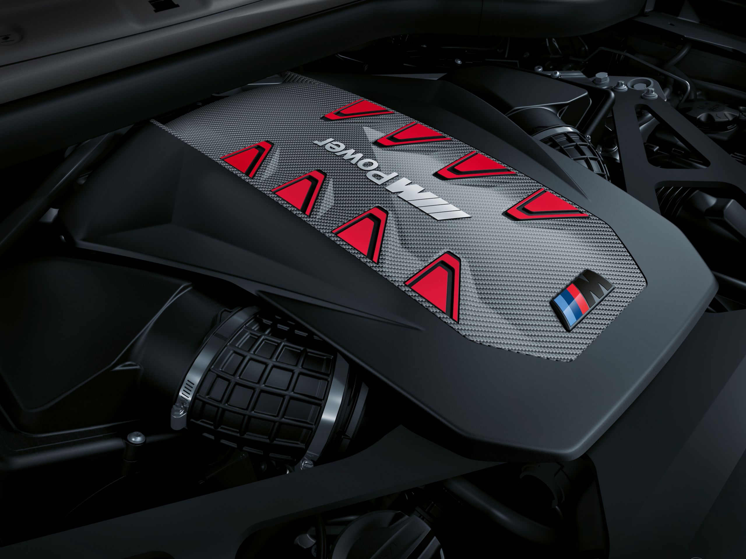 BMW M TwinPower Turbo V8-cylinder petrol engine engine cover in detail