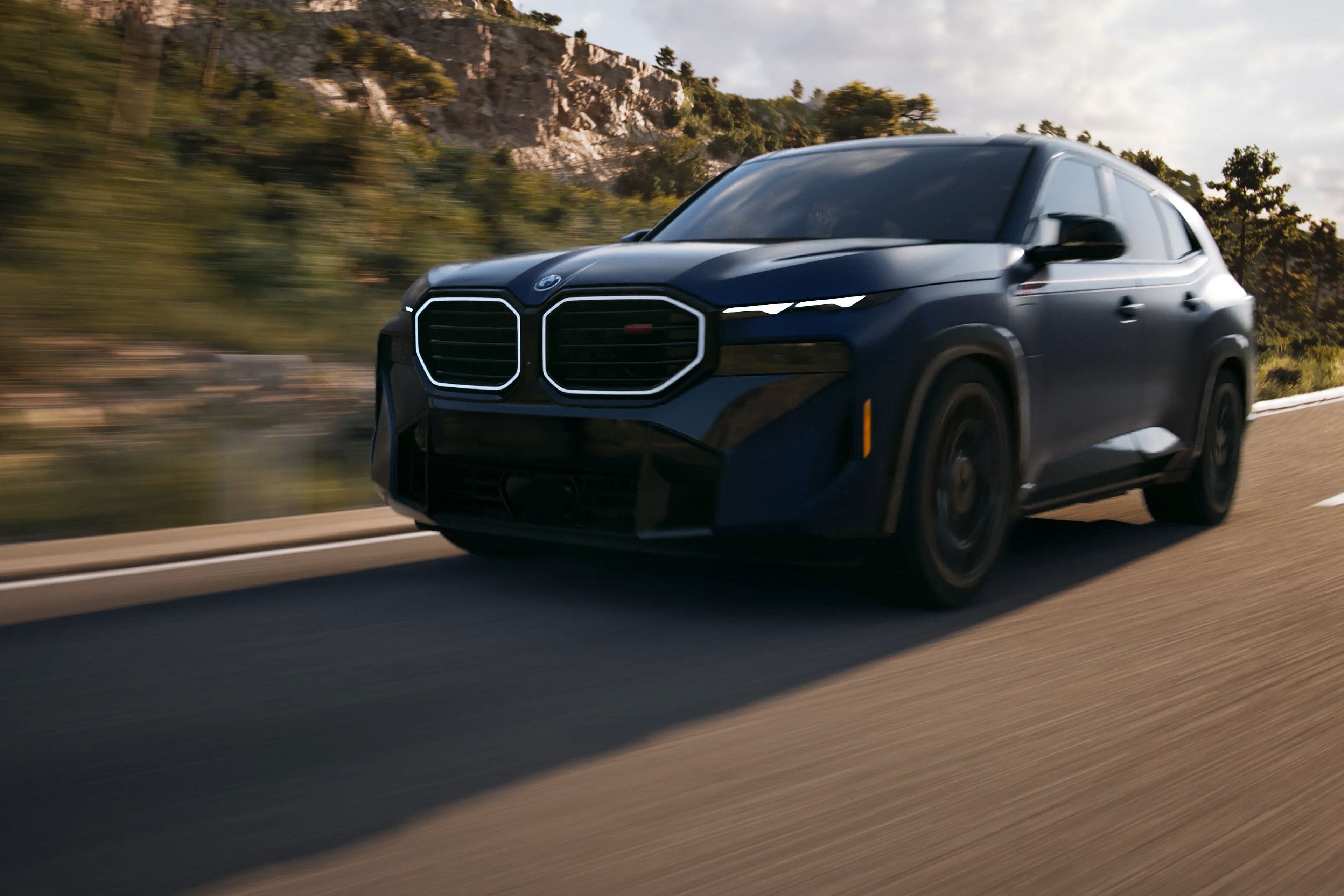 An image showing the BMW XM Adaptive M Professional Suspension at work
