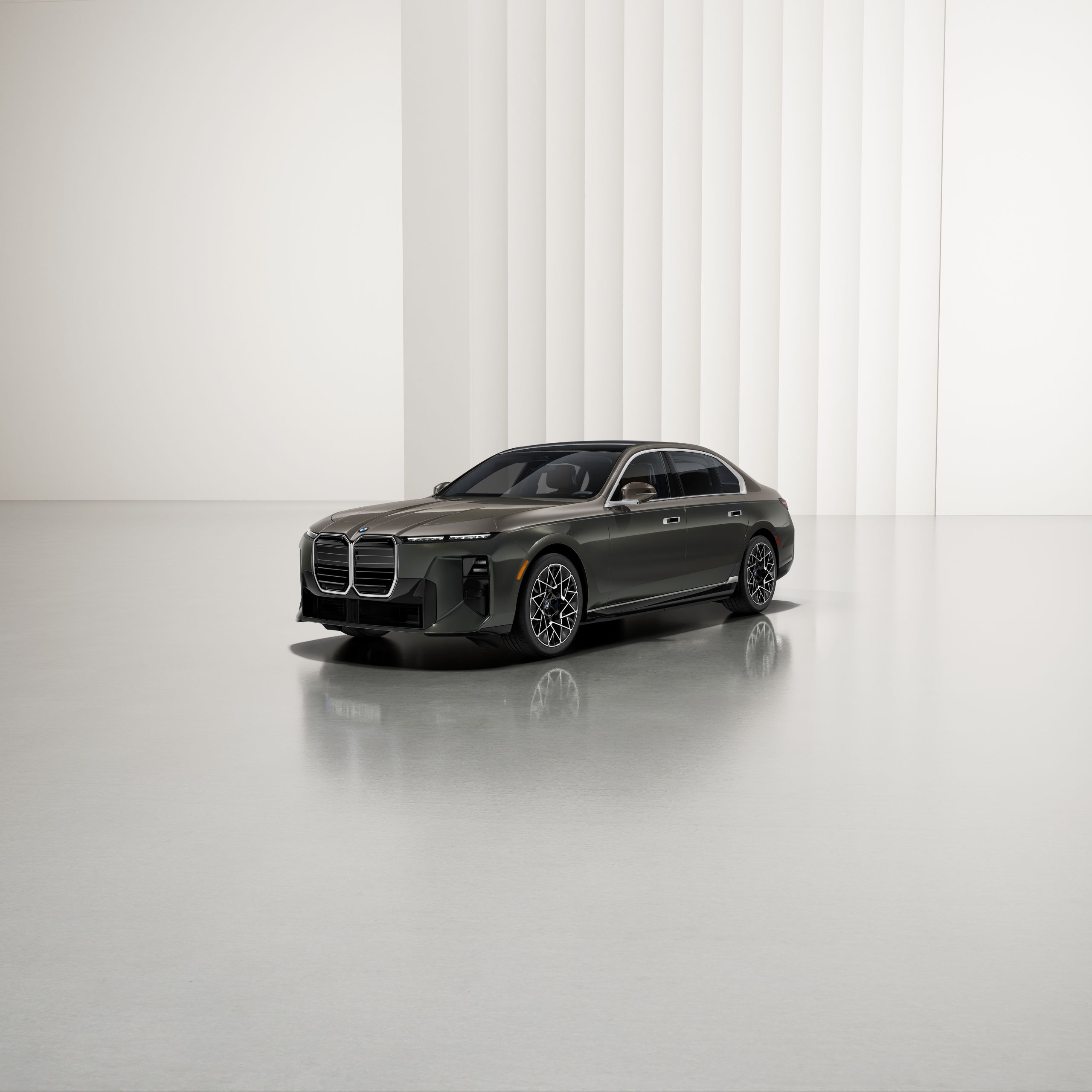 A BMW parked on a showroom floor