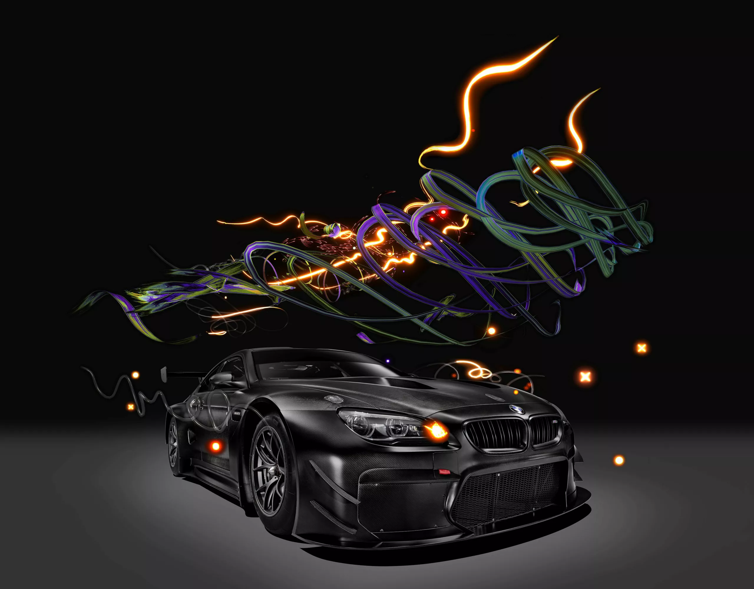  BMW M6 GT3 Art Car by artist Cao Fei, inspired by digital culture and virtual racing aesthetics.