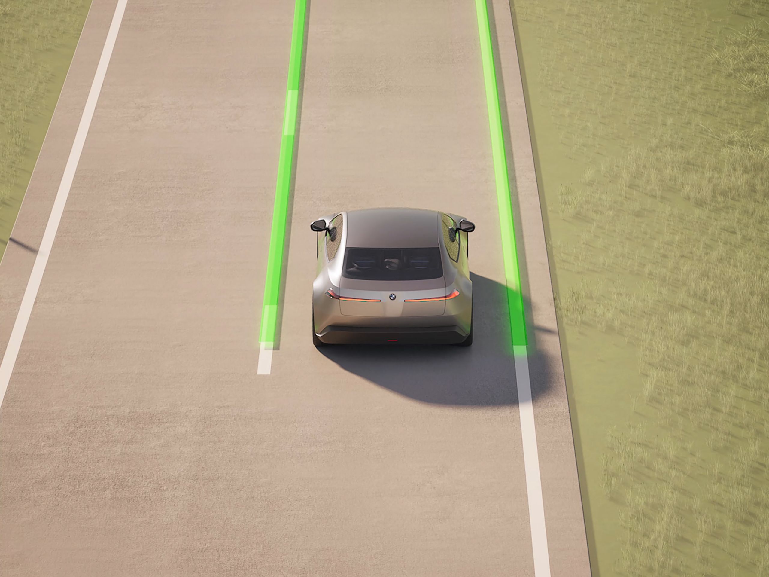 A concept vehicle with Driving Assistant Plus keeps the distance to the car in front, recognizes traffic signs and regulates the speed of the car