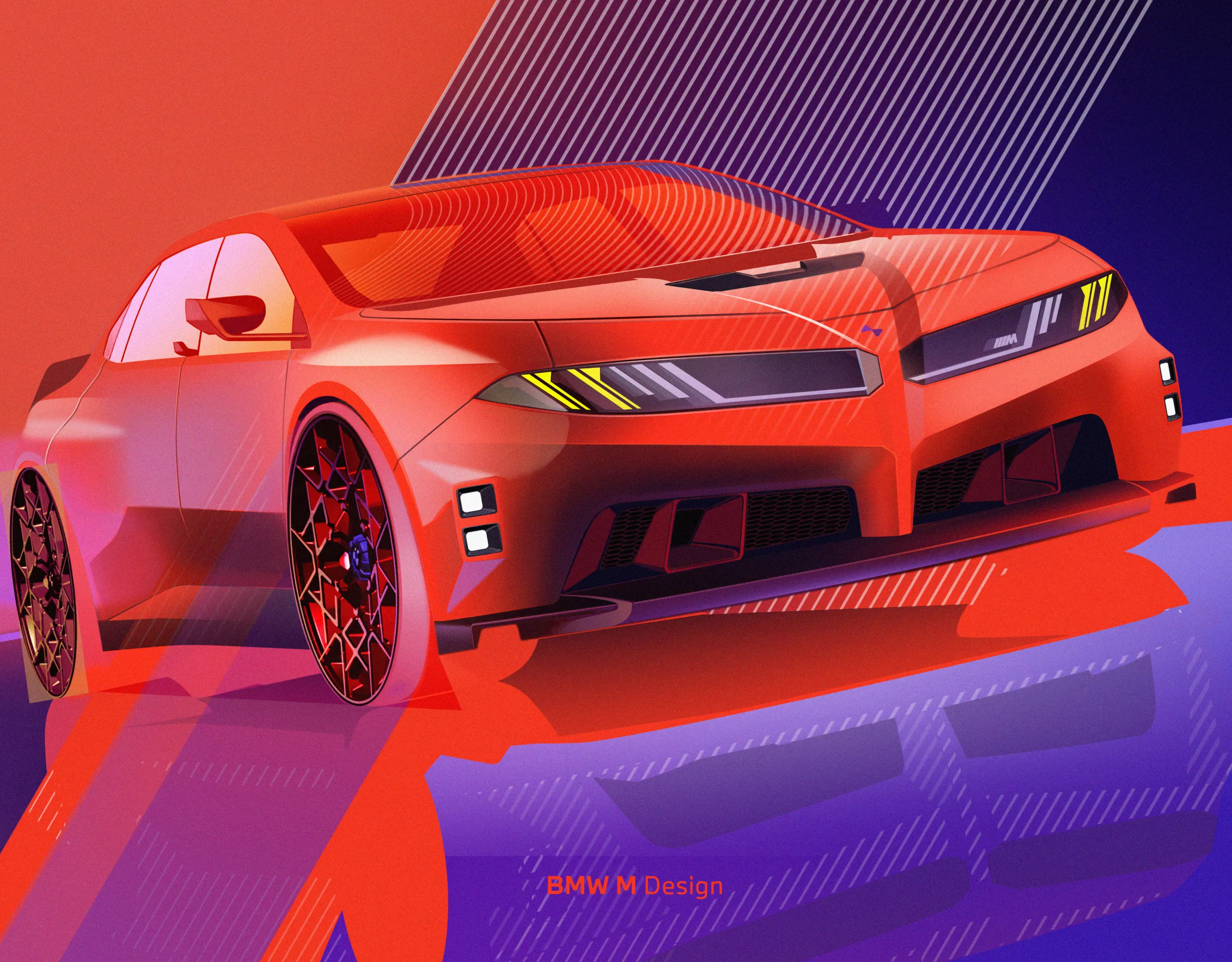 BMW M Concept Neue Klasse design sketch as digital vehicle rendering.