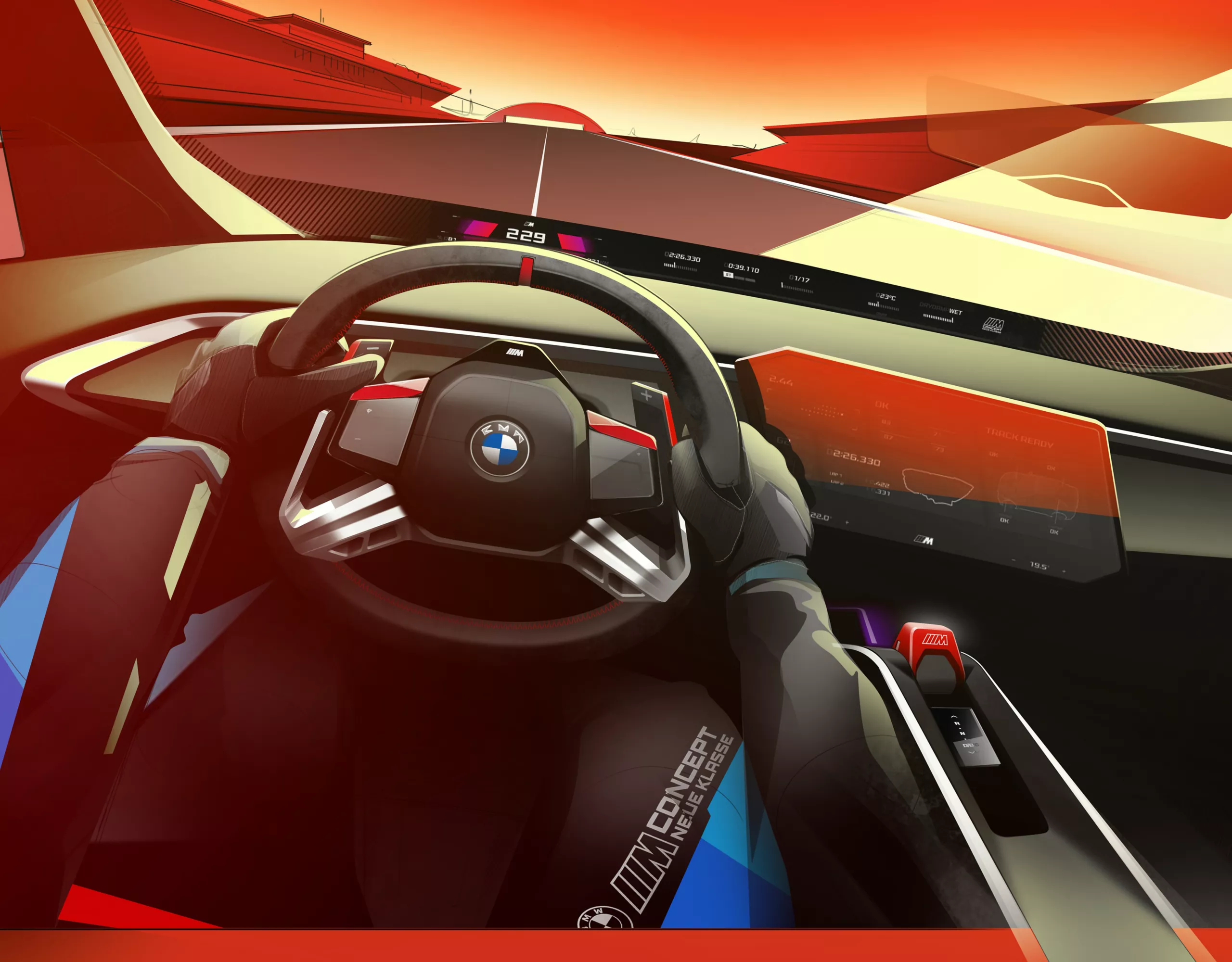 BMW M Concept digital concept sketch with stylized vehicle form.