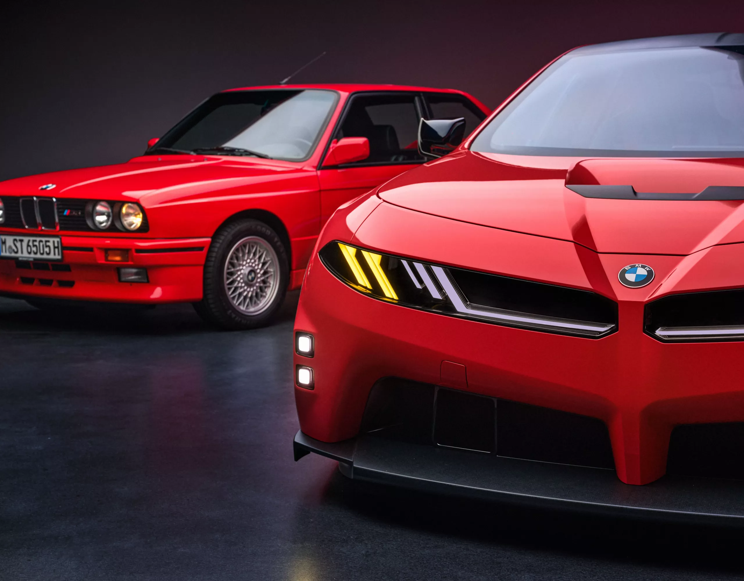 BMW M Concept Neue Klasse compared to first BMW M3 design evolution.