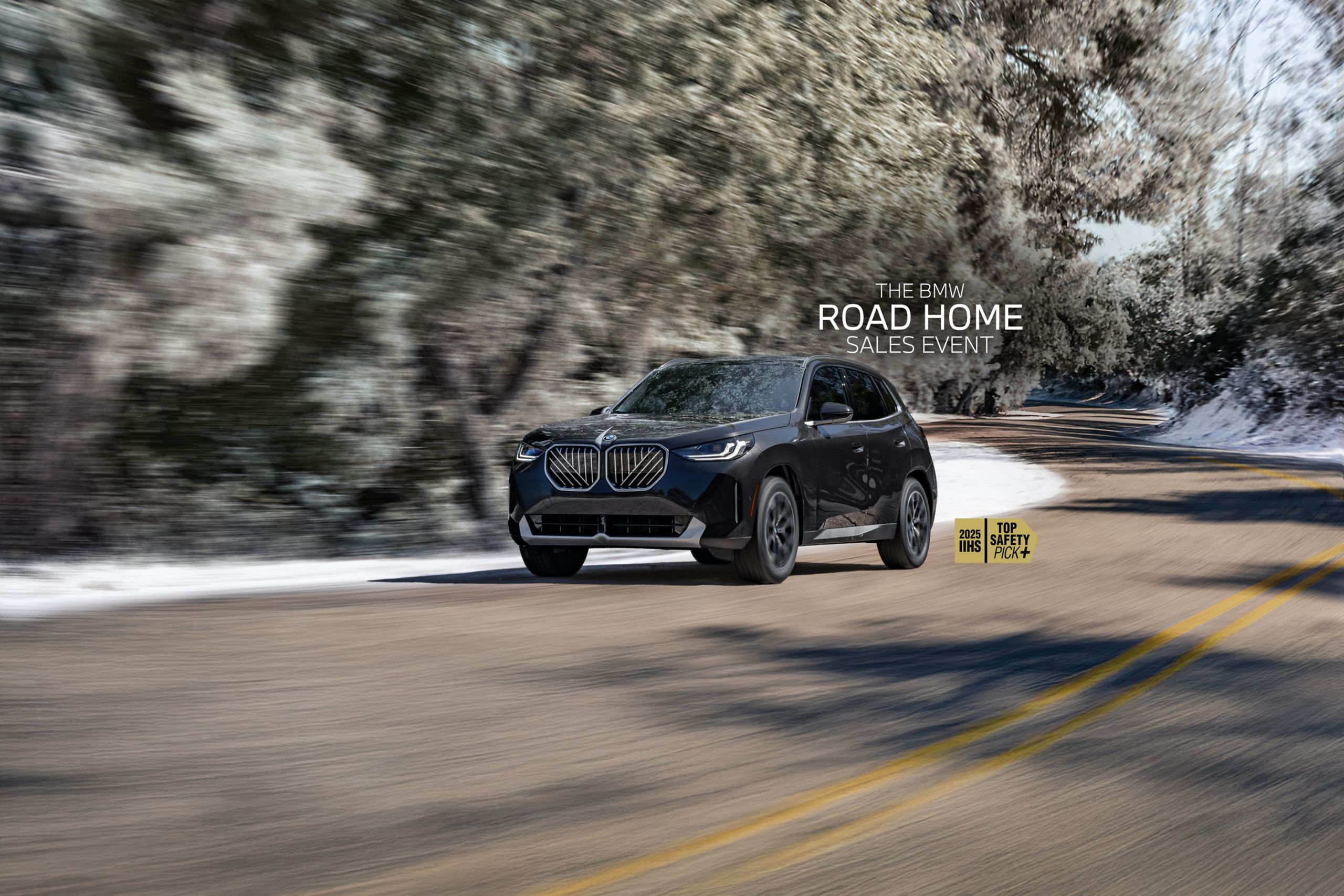 Side angle shot of a 2026 BMW X3 30 xDrive on a road