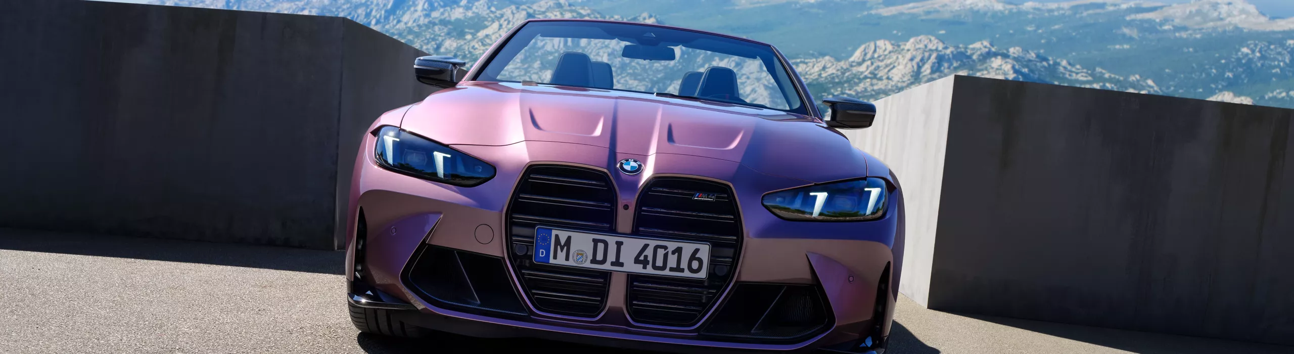Exterior of the BMW M4 Competition M xDrive Convertible in Velvet Orchid 
