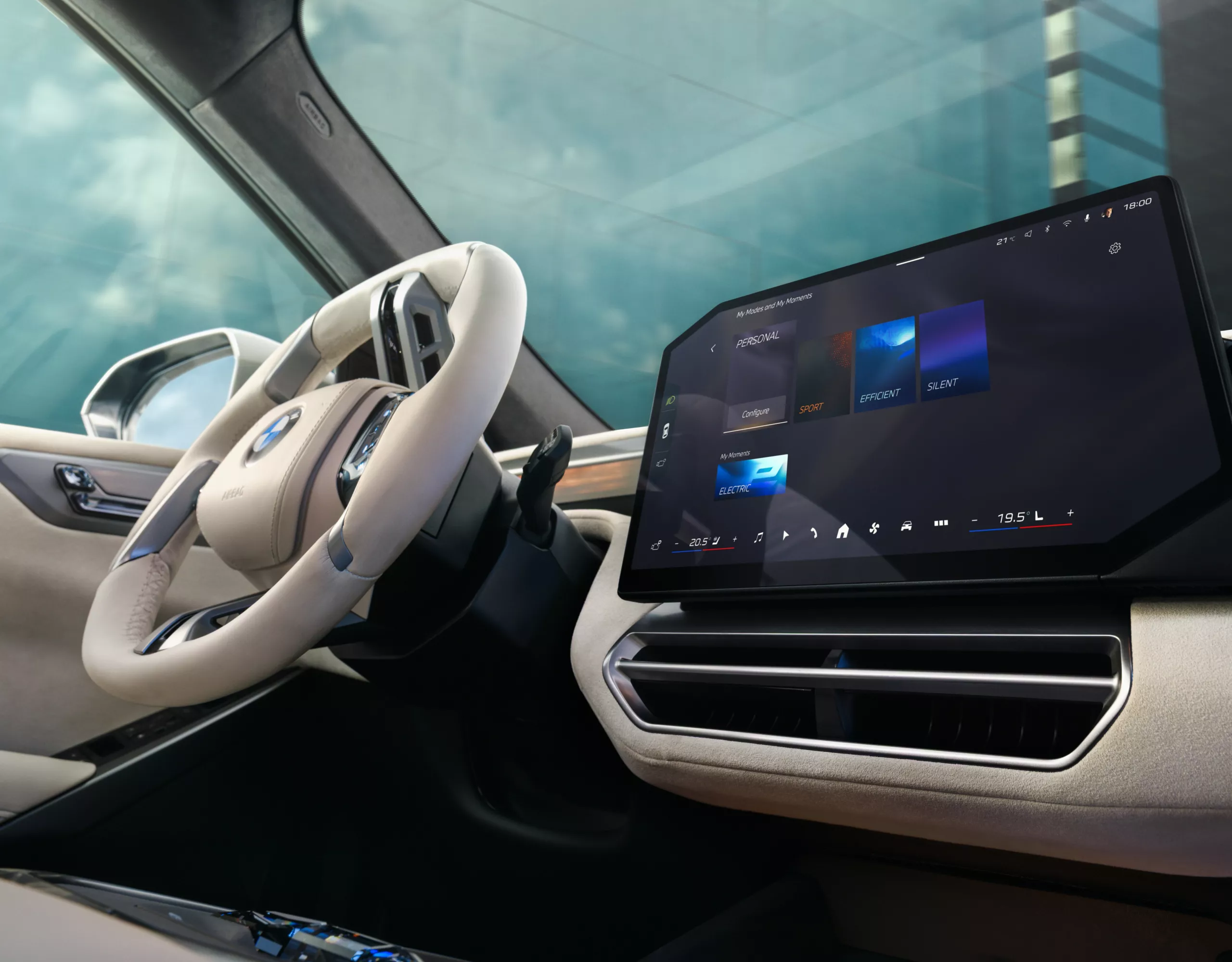A BMW cockpit with the central display