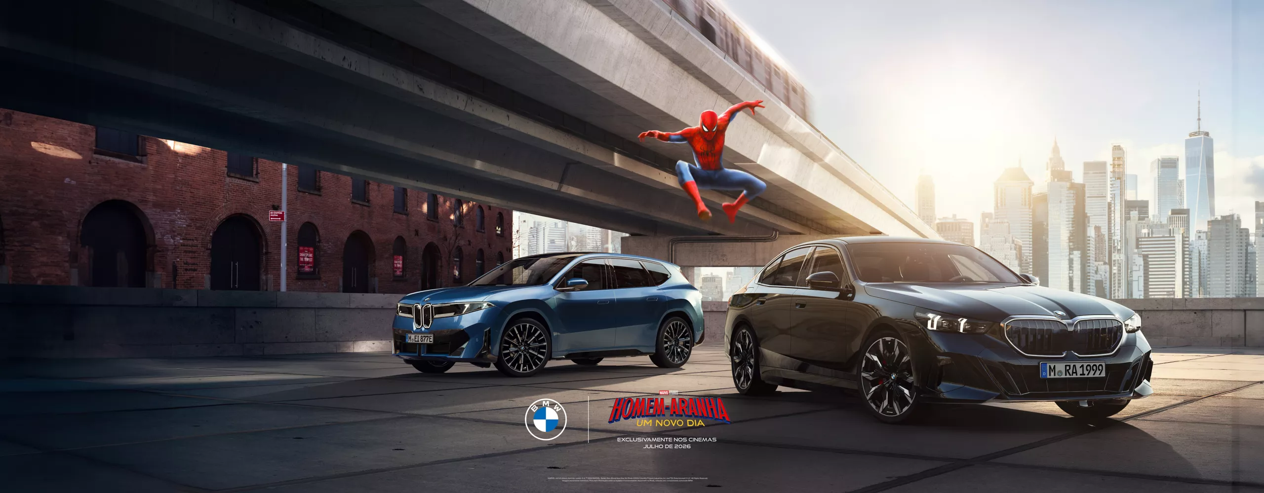 O BMW iX3 e o BMW Série 5 apresentados no filme Homem-Aranha: Um Novo Dia.