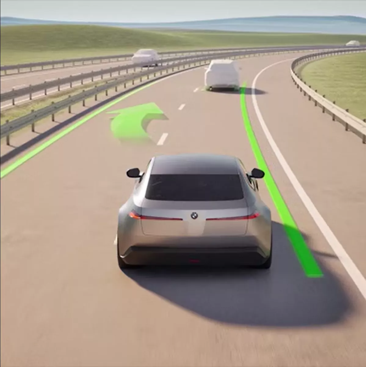 Cette animation présente l'aide apportée par l'assistant sur autoroute lorsque vous roulez sur autoroute