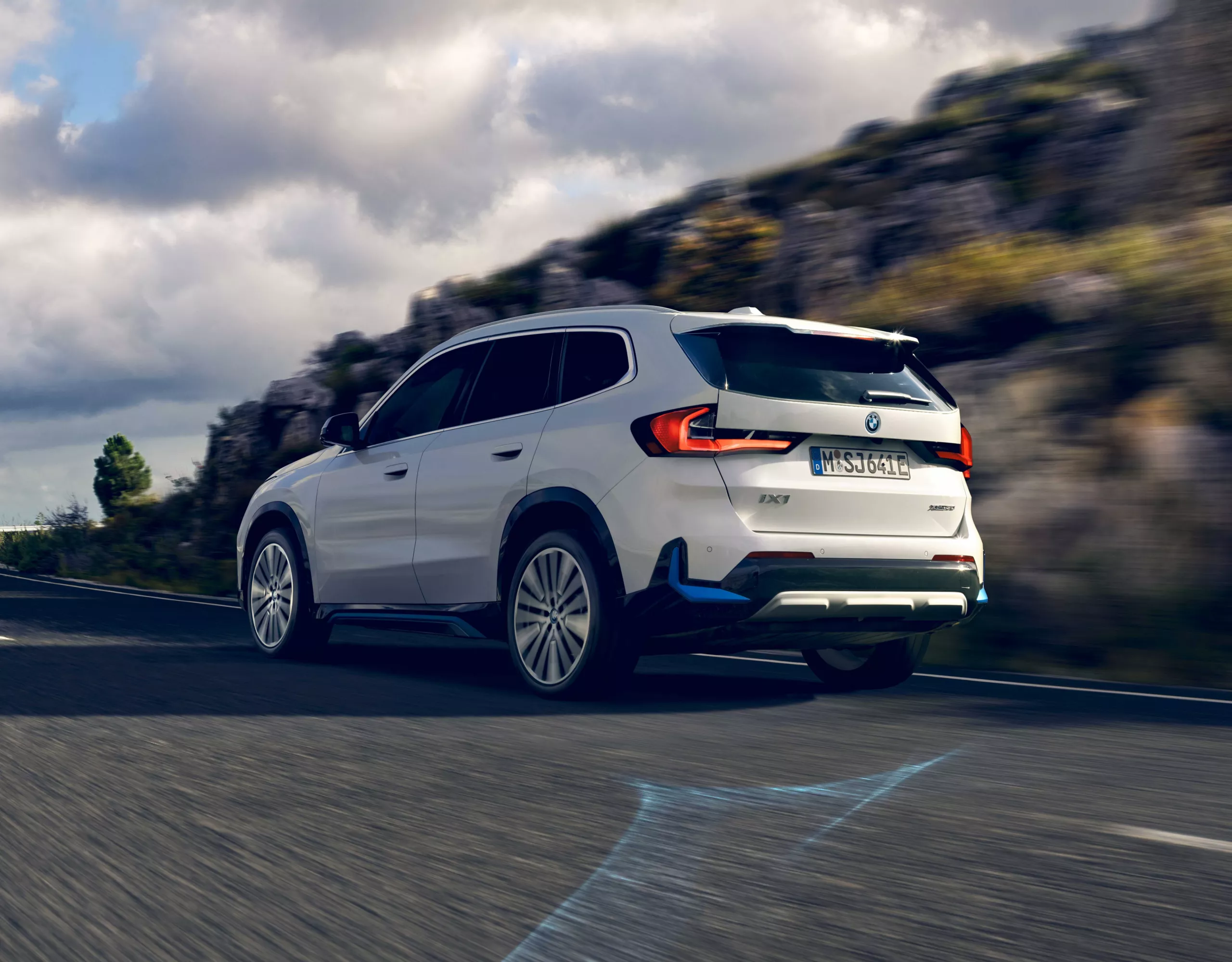 BMW iX1 white rear view