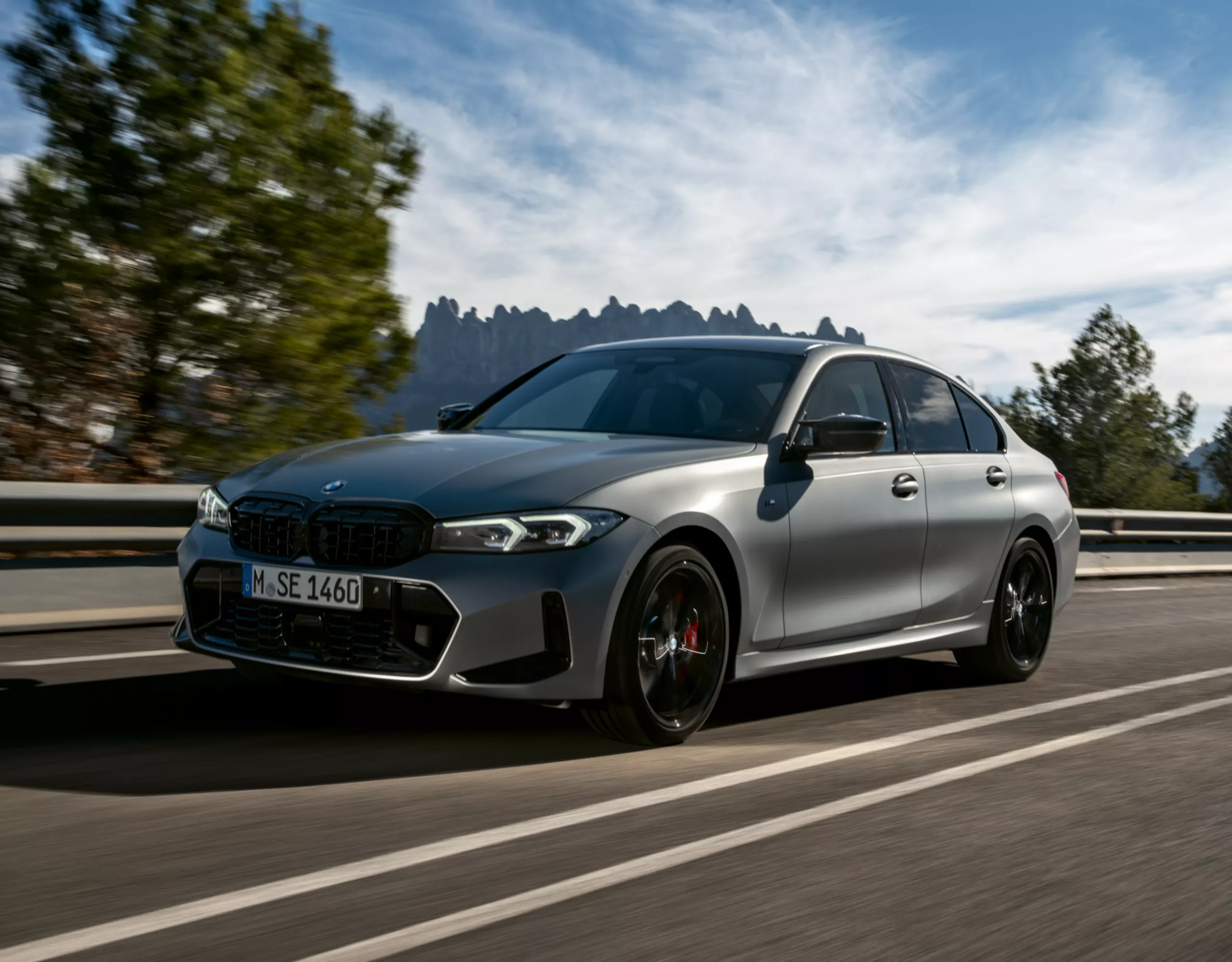 BMW 3 Series Sedan M models grey front view 
