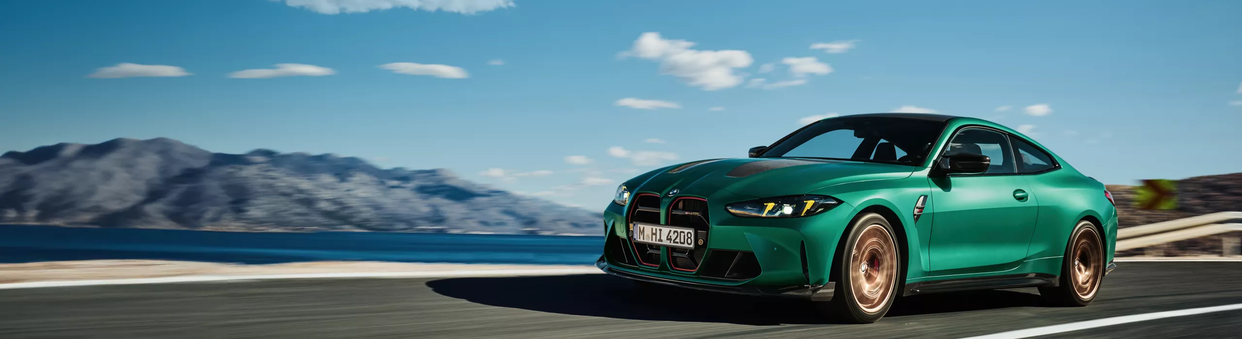 BMW M4 CS 2024 in Riviera Blue Exterior View