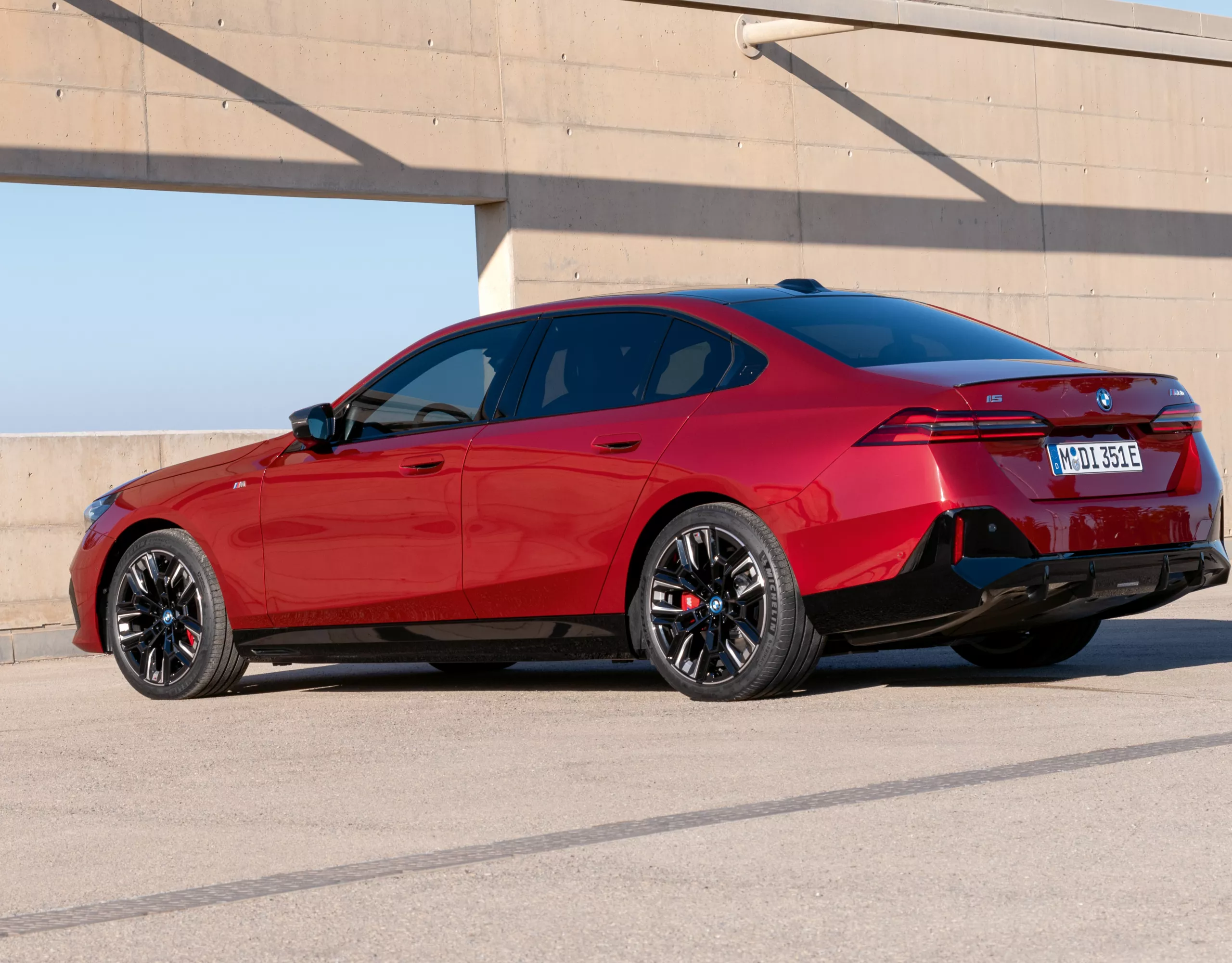BMW M5 Sedan red rear view