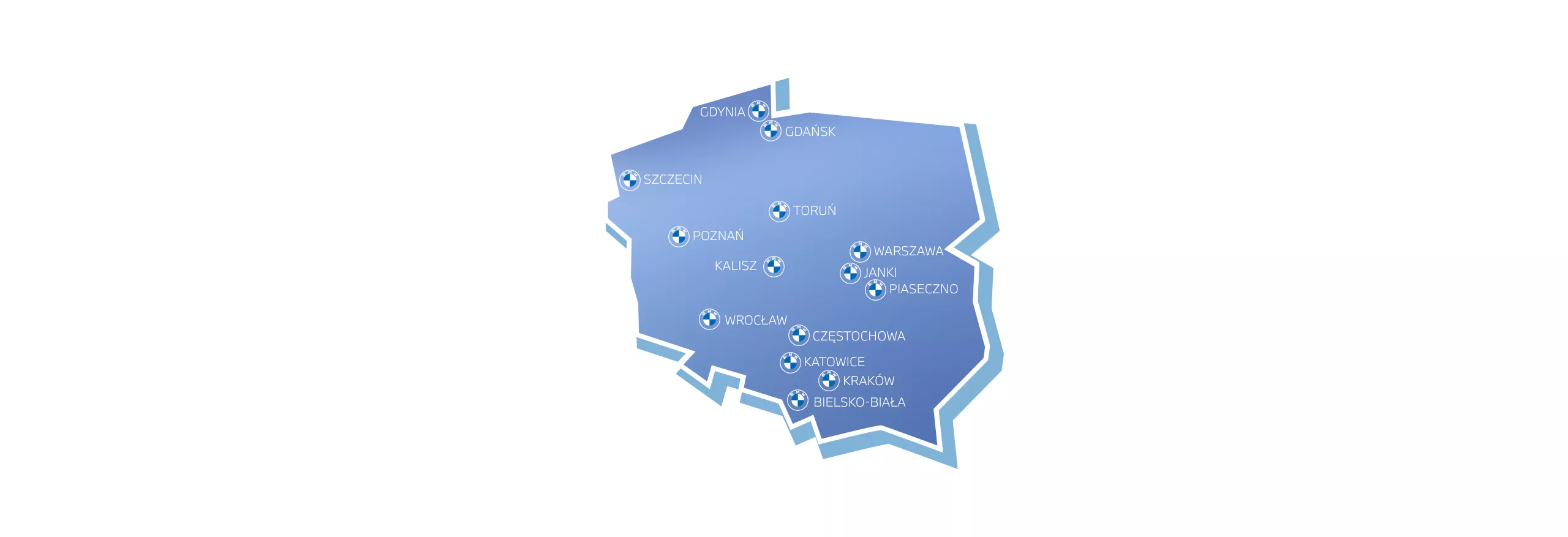 Mapa Polski z miastami z harmonogramu