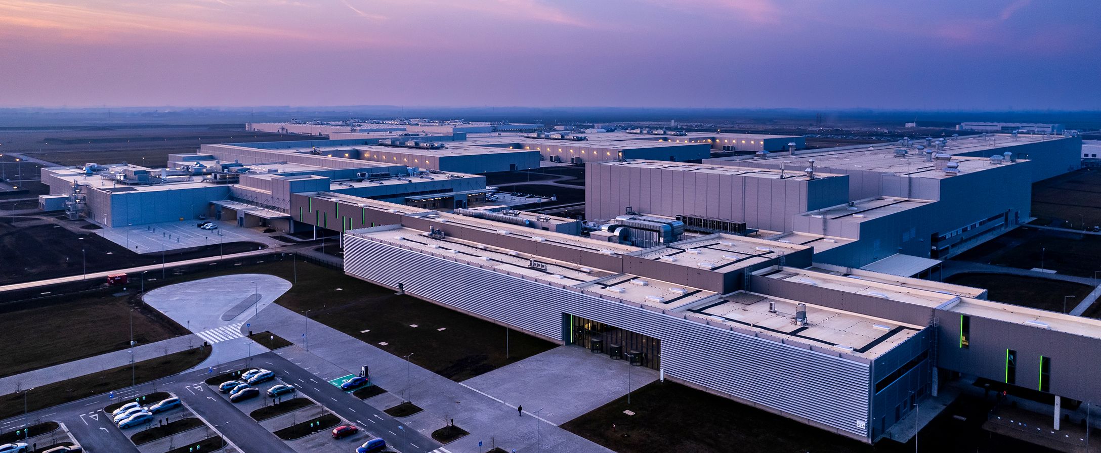 The exterior of the BMW plant in Debrechen, Hungary