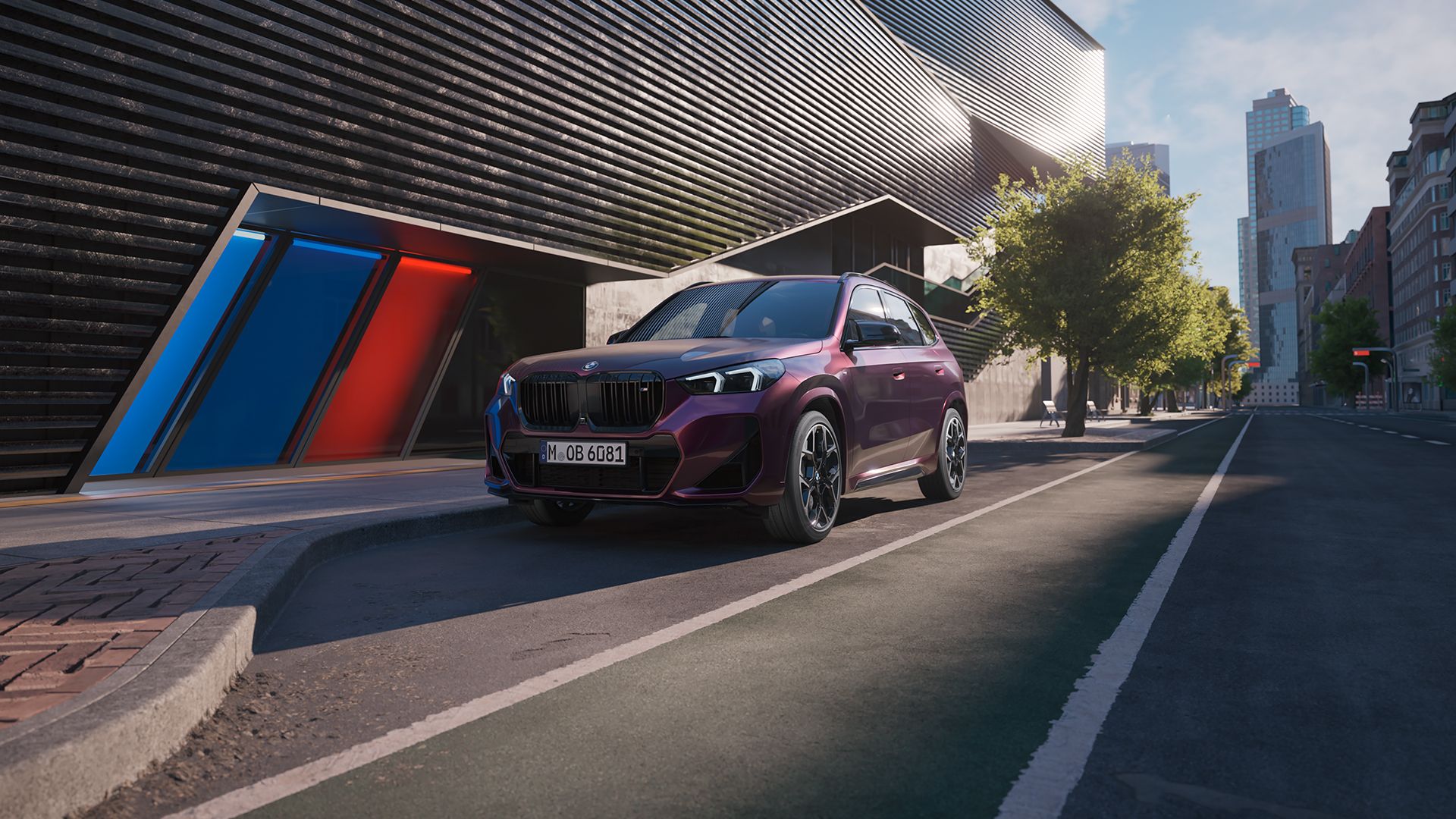 Ein violetter BMW X1