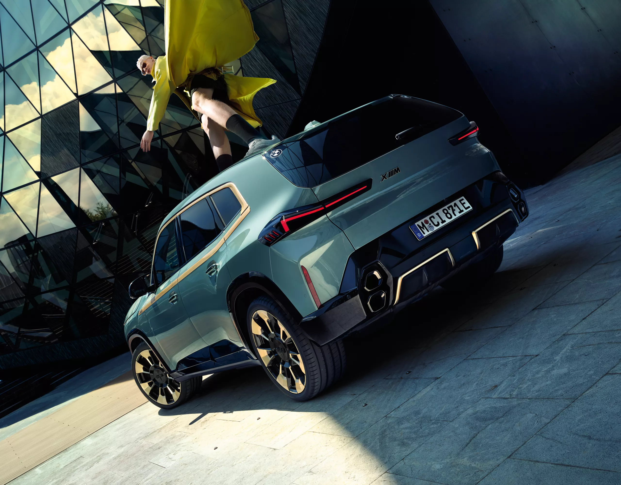 BMW XM green rear view 