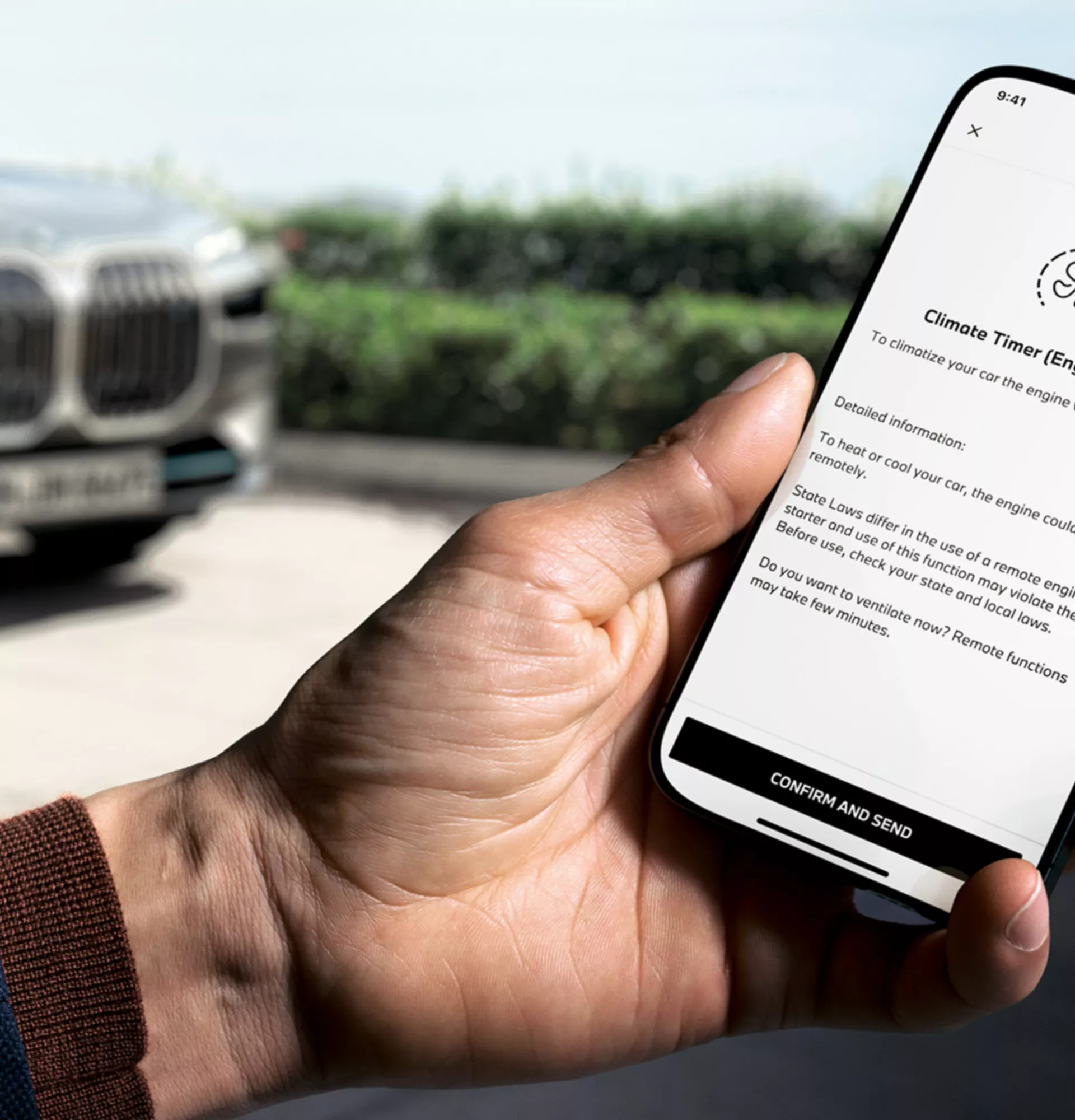 スマートフォン上のMy BMWアプリに表示されているリモート・エンジンスタートの設定