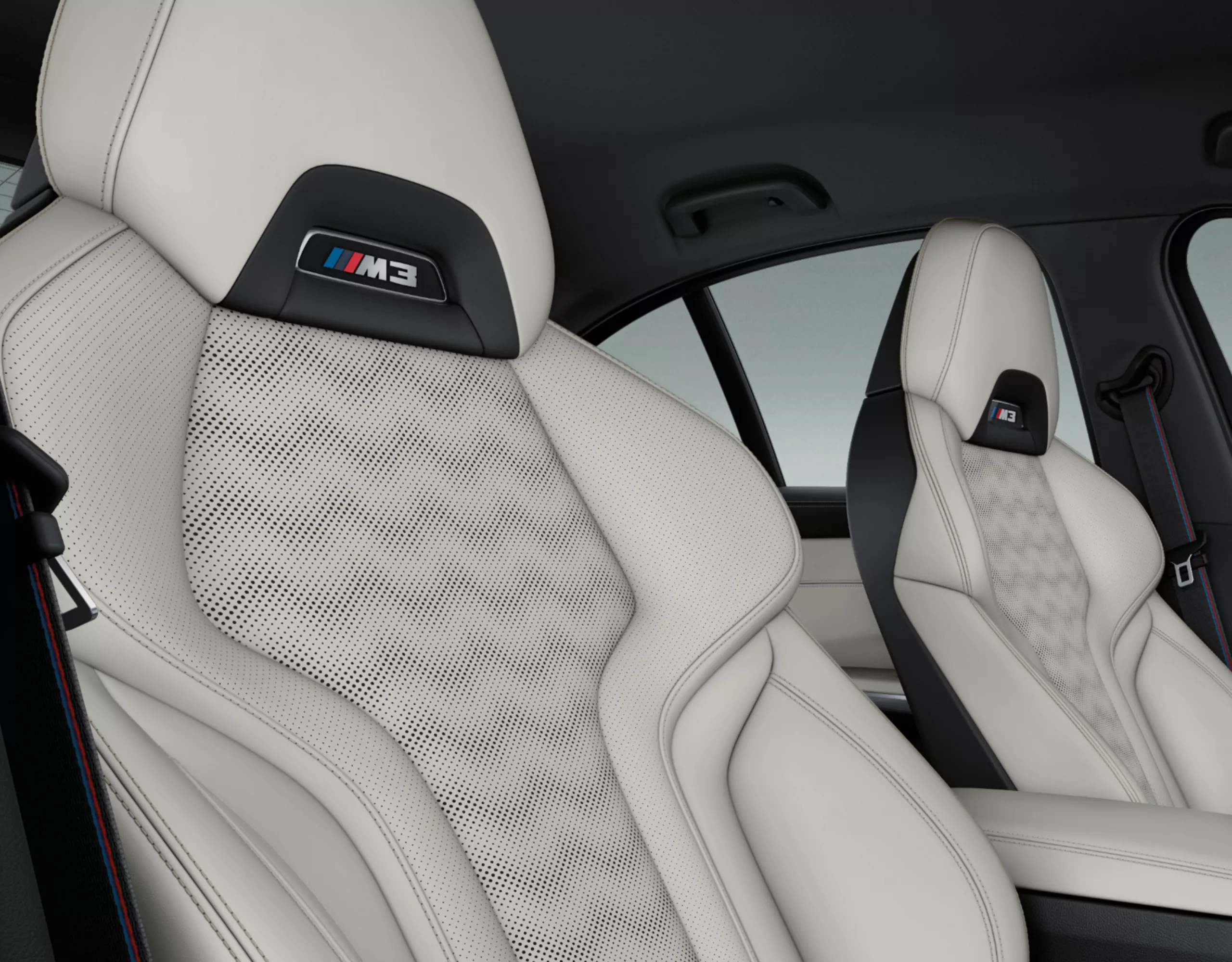 Innenraum des BMW M3 in BMW Individual Volllederausstattung ‹Merino› Feinnarbe Elfenbeinweiss