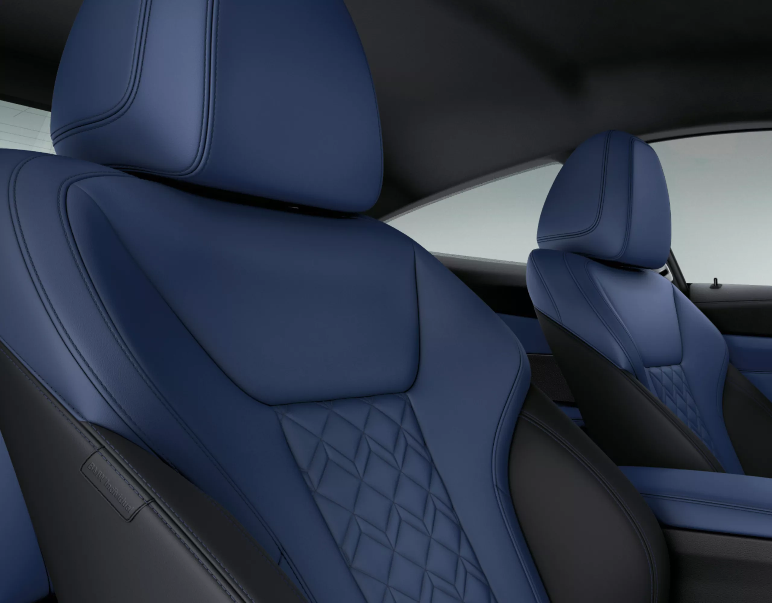 Innenraum des BMW 4 Coupé in BMW Individual Volllederausstattung ‹Merino› Feinnarbe Fjordblau/Schwarz