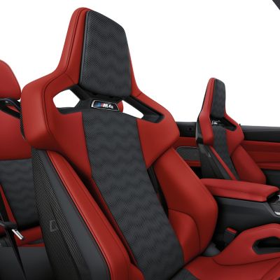 BMW M4 interior in BMW Individual 'Merino' fine grain fionarot/black leather